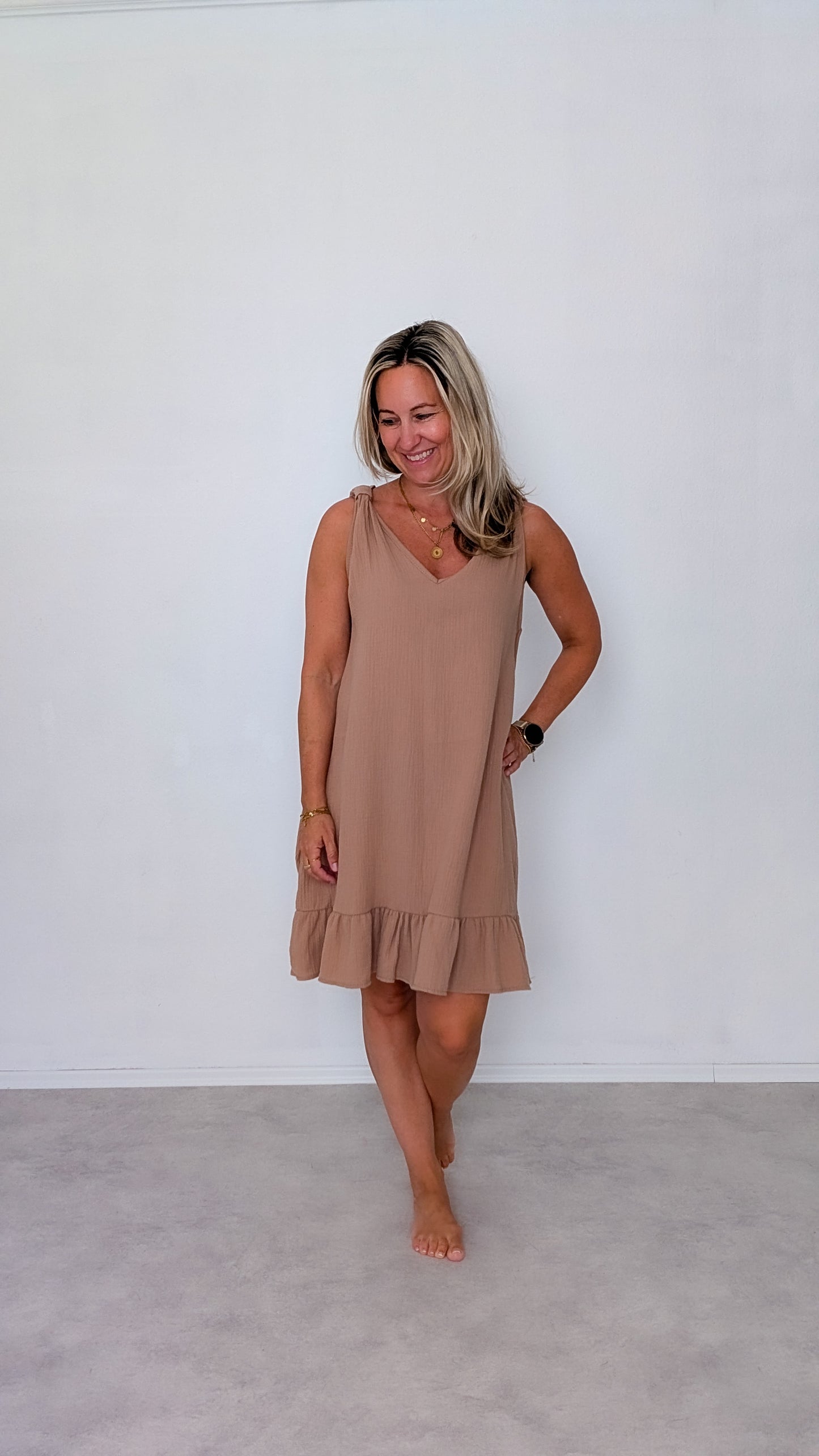 Musselinkleid terrakotta