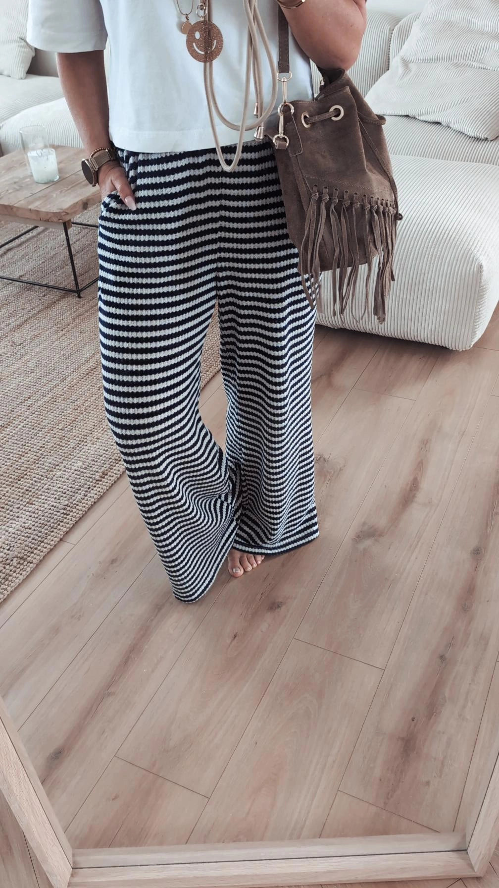 geringelte Hose blau weiß gestreift