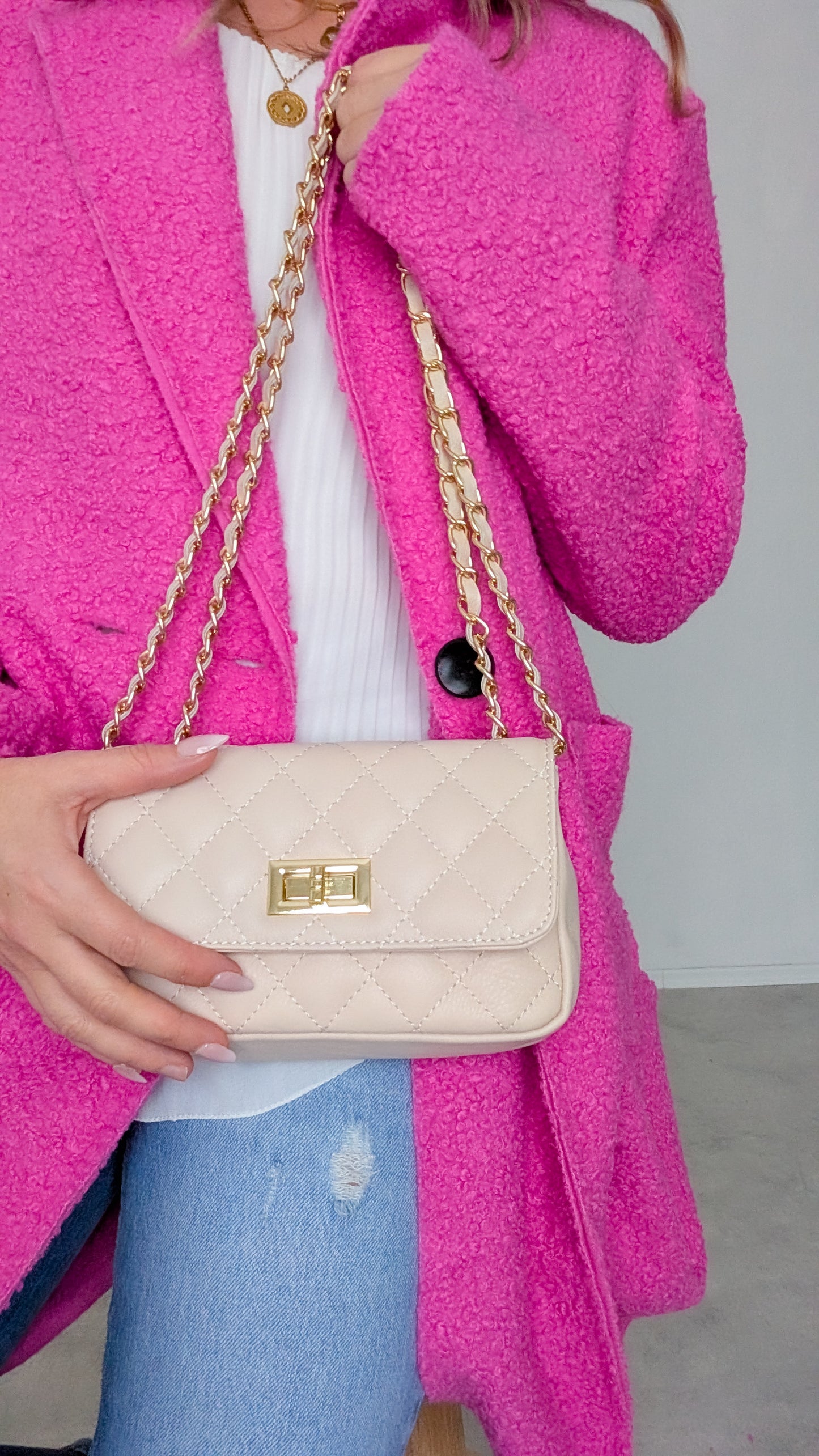 Ledertasche beige