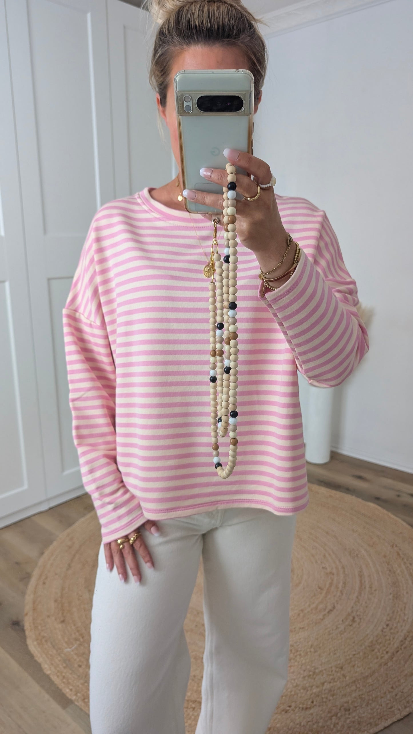 Pulli rosa creme gestreift