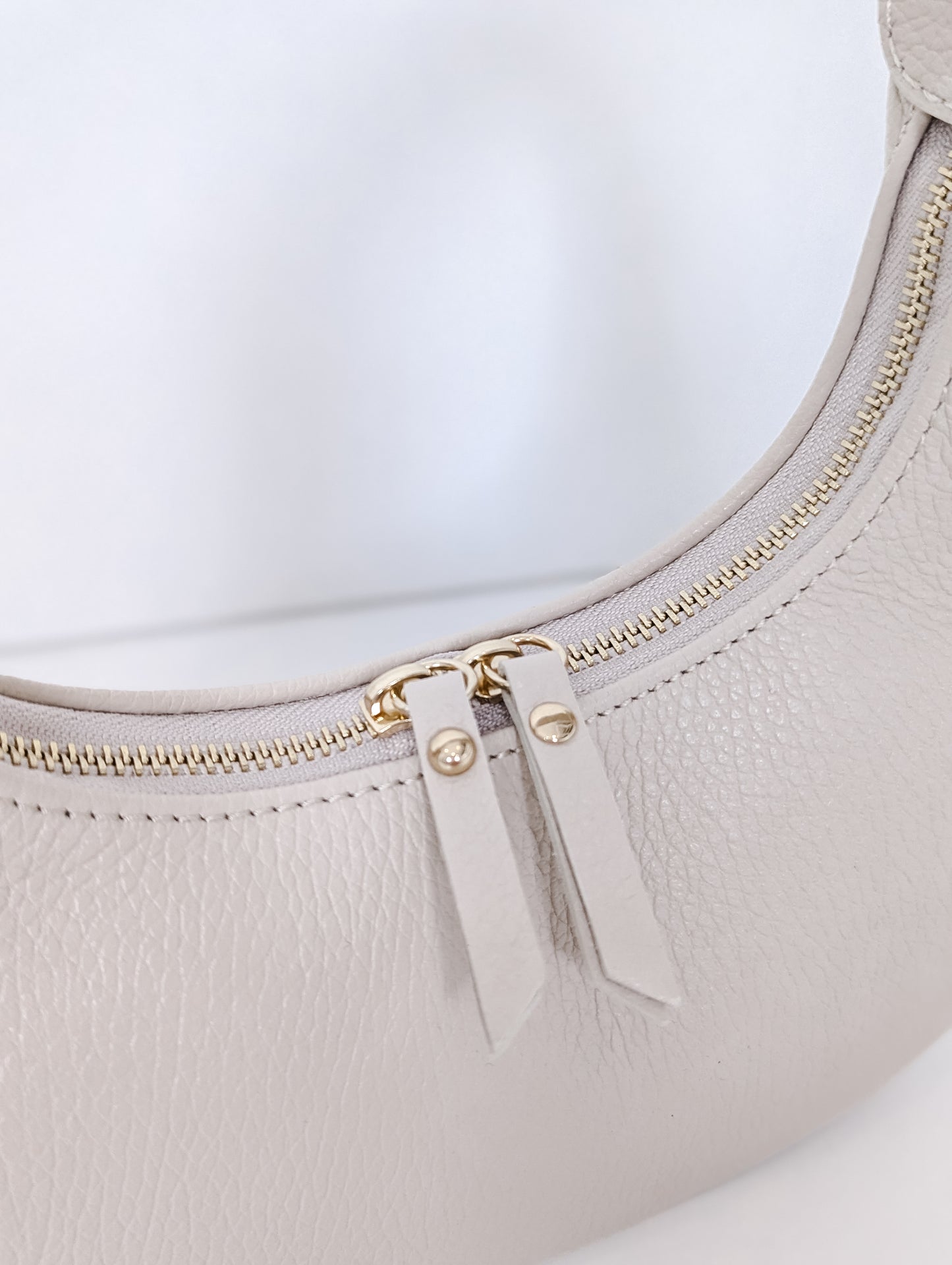 Handtasche beige Echtleder