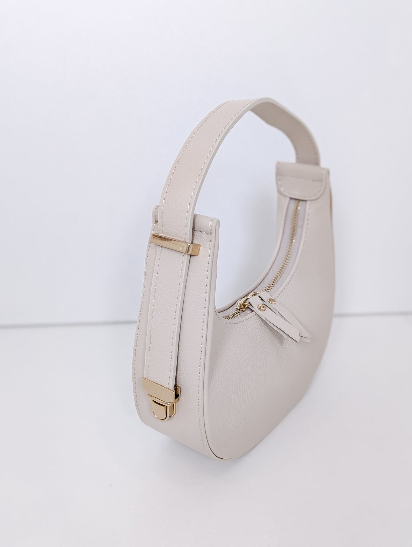 Handtasche beige Echtleder