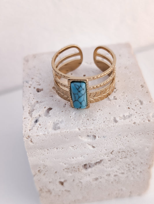 Boho Ring türkisfarbener Stein