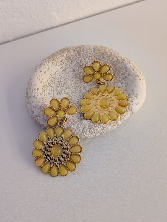Ohrringe Blütenoptik gelb