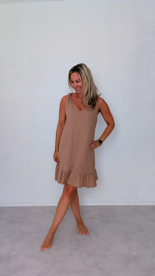 Musselinkleid terrakotta