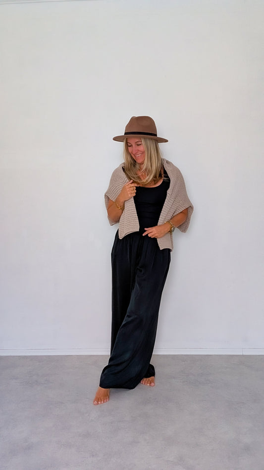 Weite Hose aus Viskose schwarz