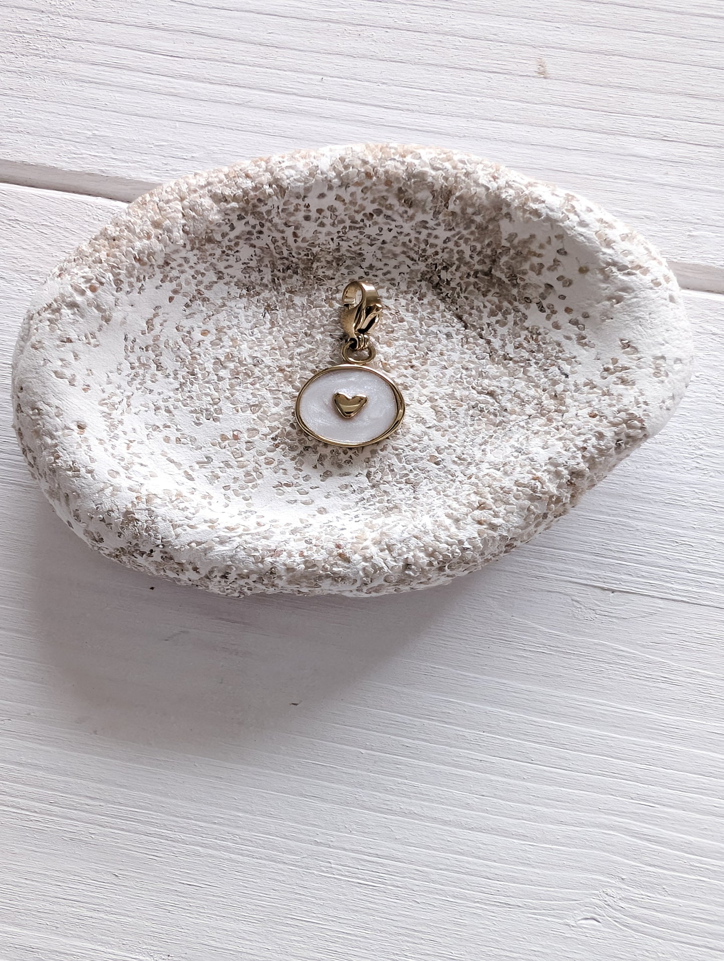 Charm Anhänger Herz gold weiss