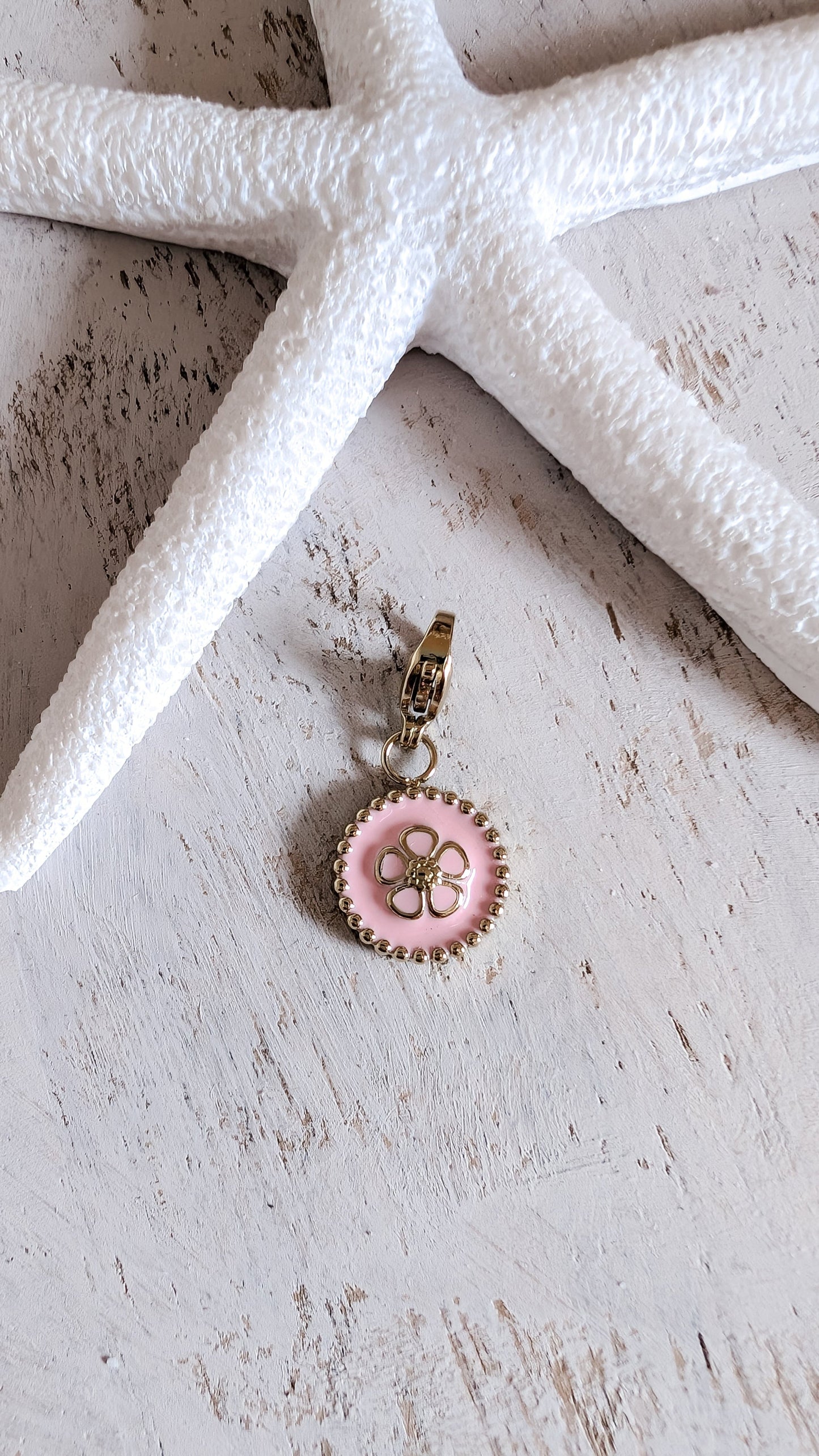 Charm Anhänger rosa Blume