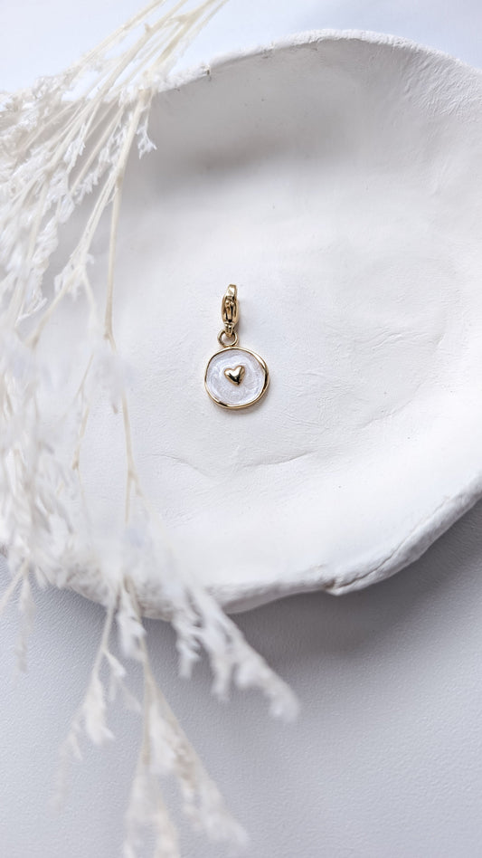 Charm Anhänger Herz gold weiss