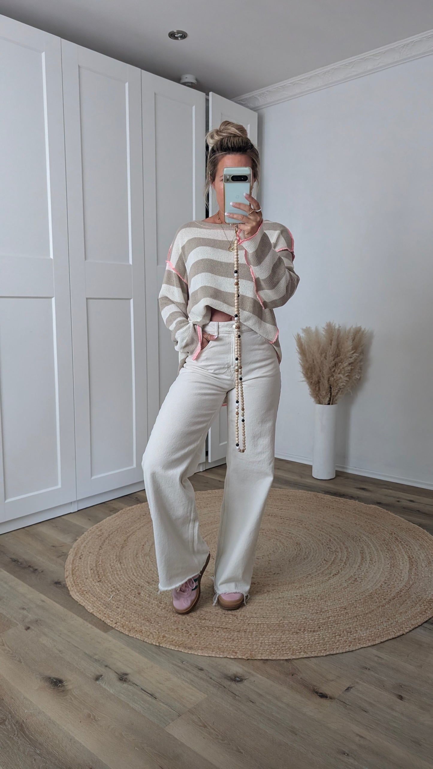 Pullover beige gestreift