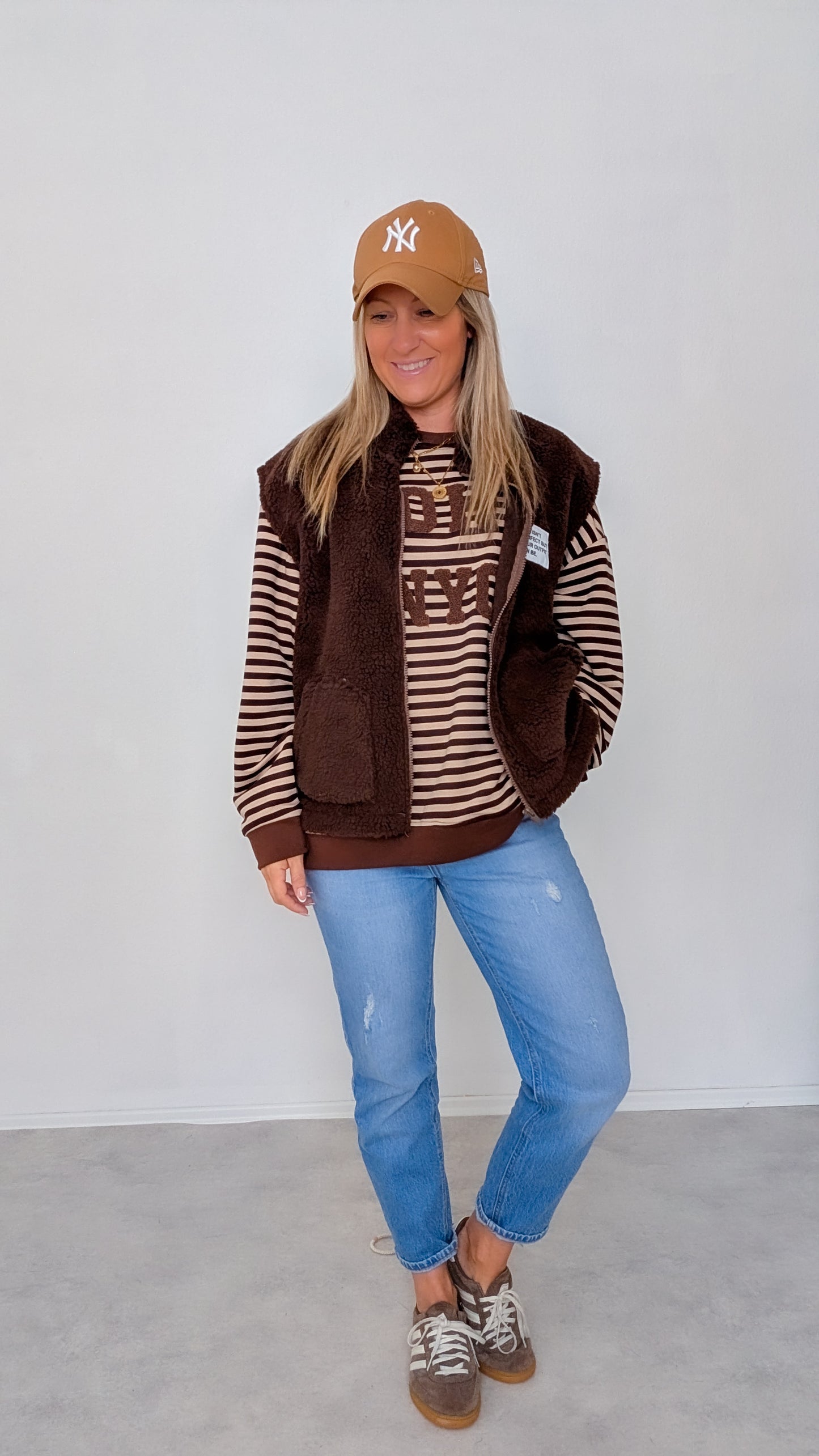 Pullover braun beige gestreift