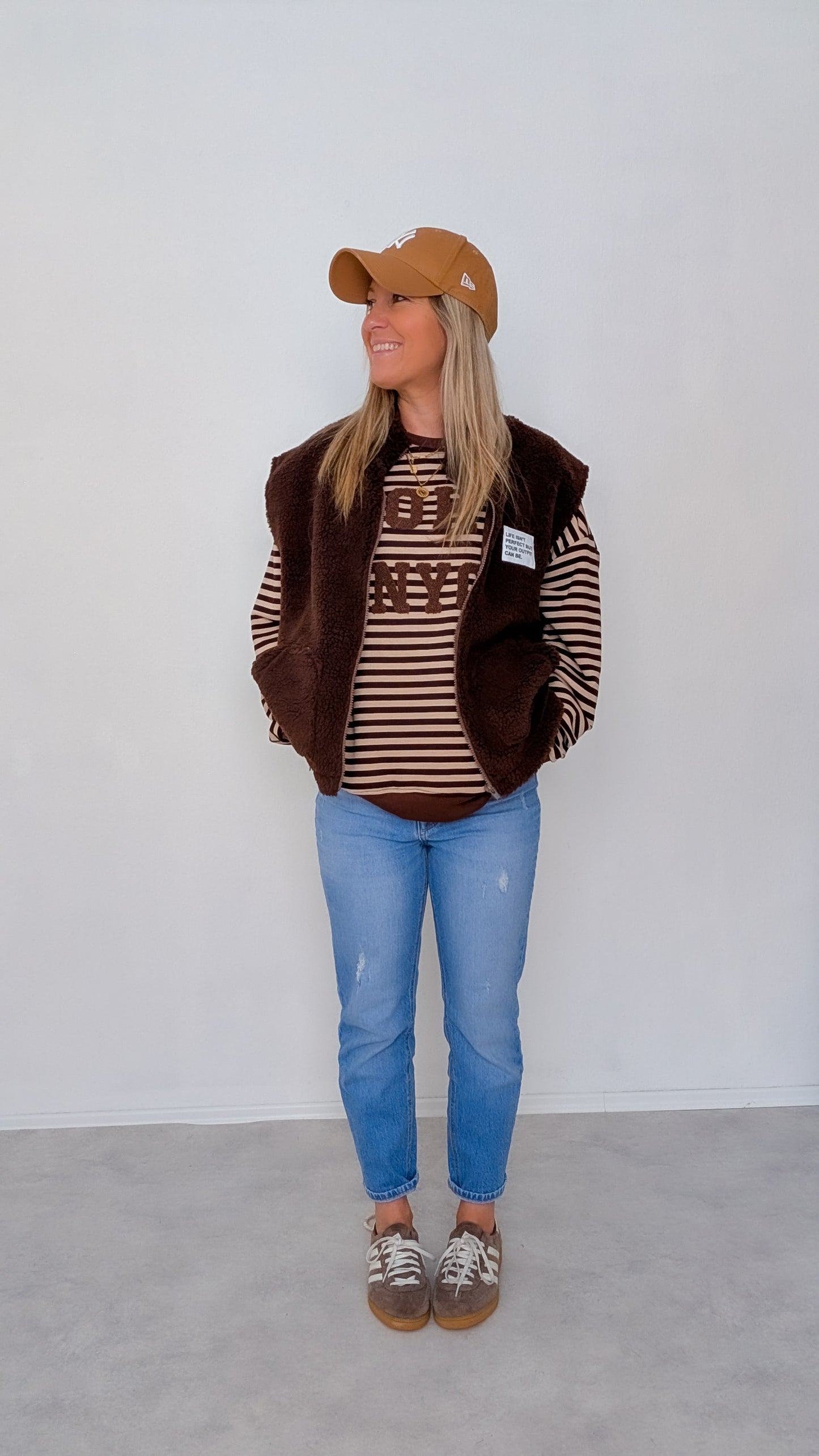 Pullover braun beige gestreift