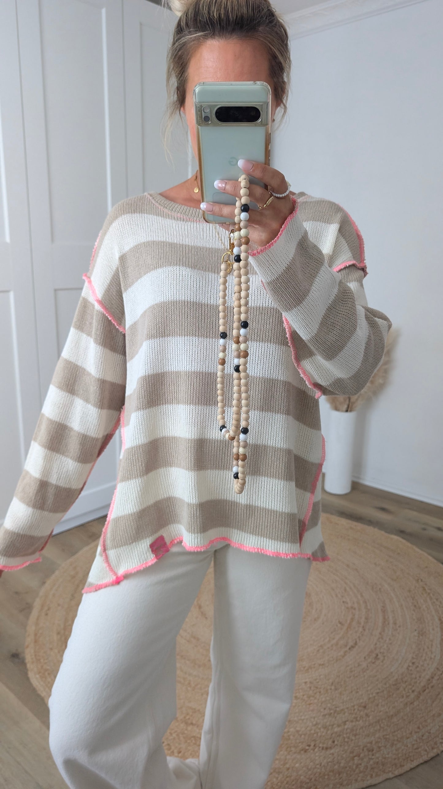 Pullover beige gestreift