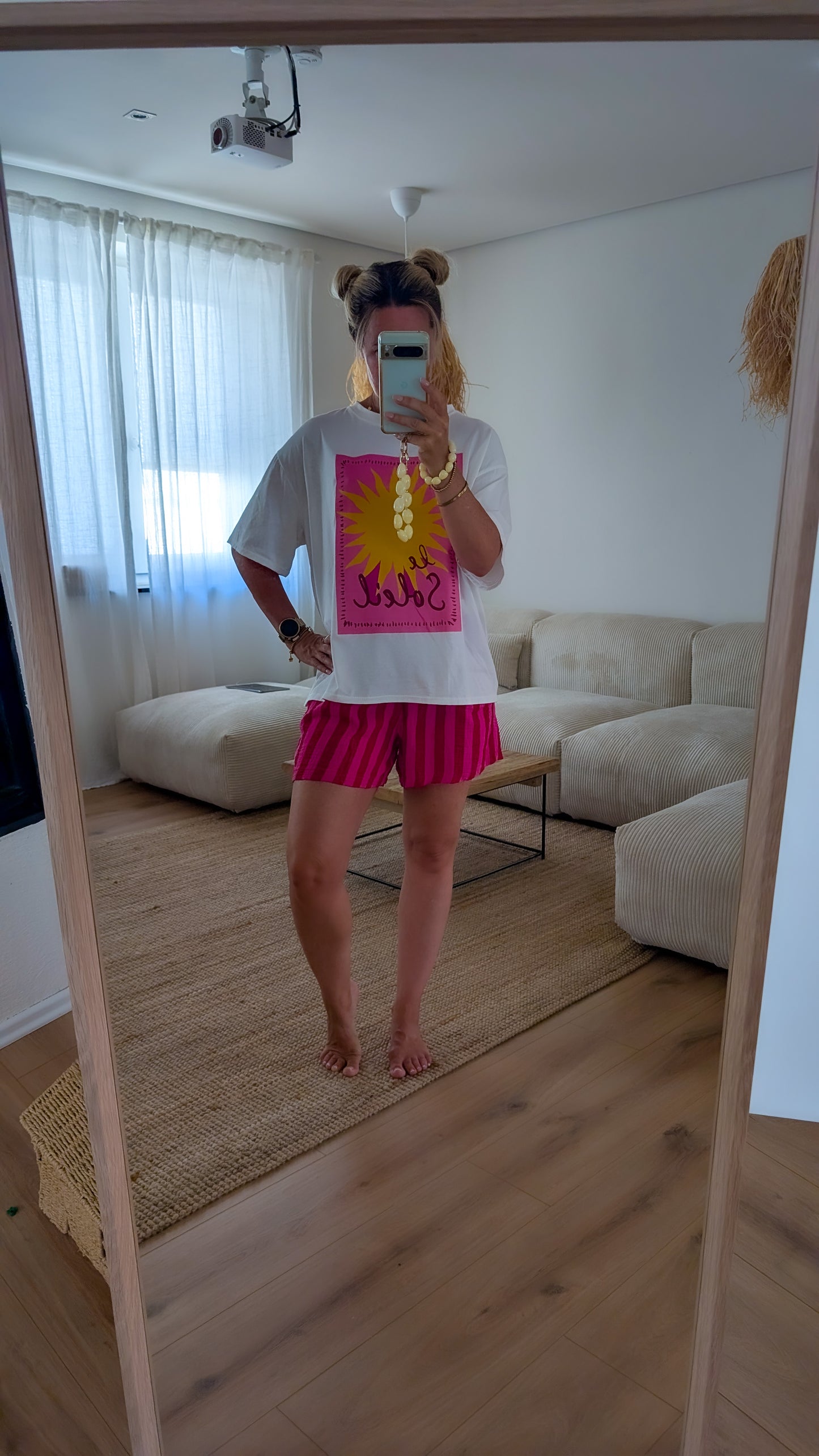 kurze Hose rosa pink gestreift