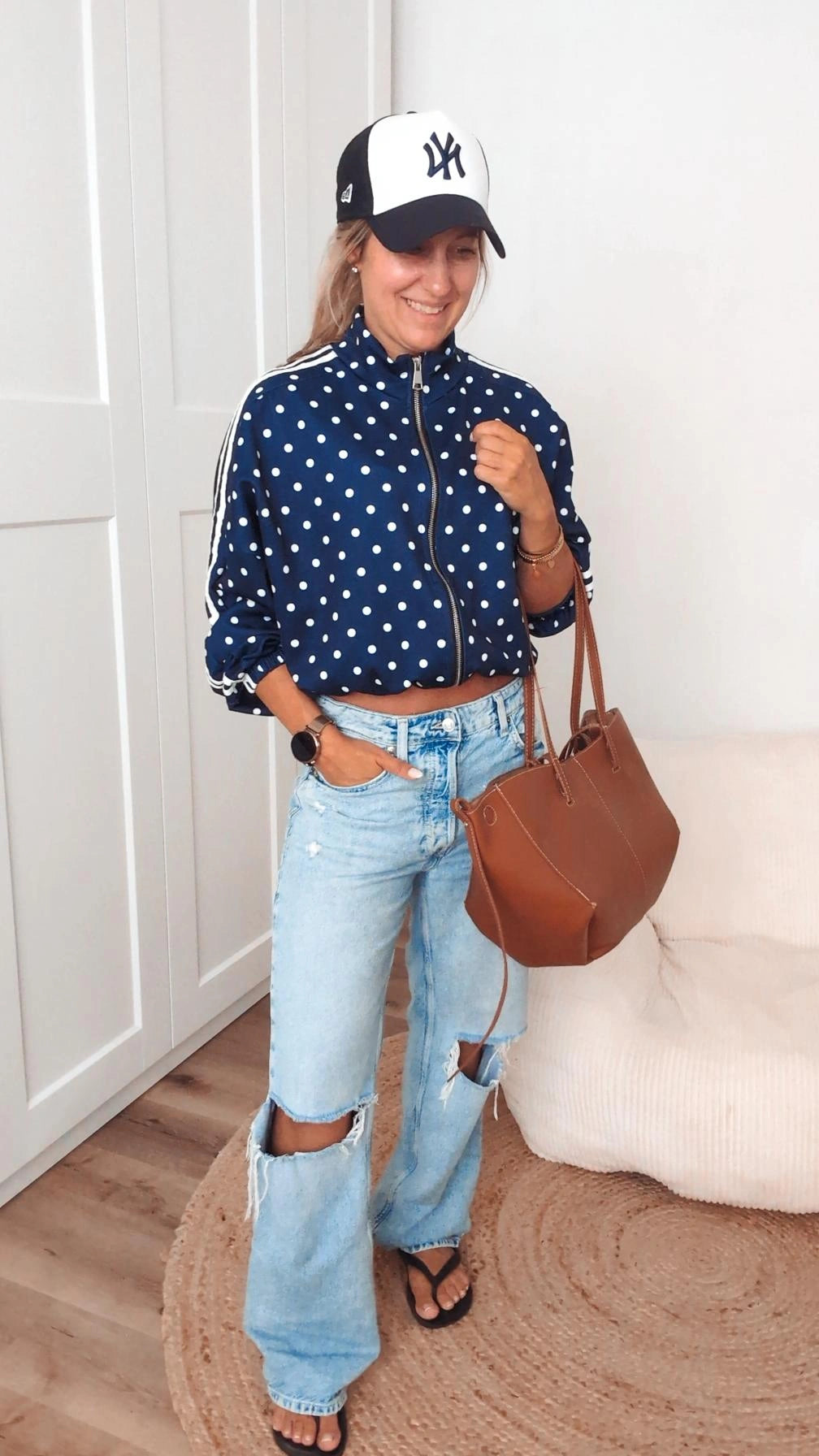 Jacke blau mit Punkten