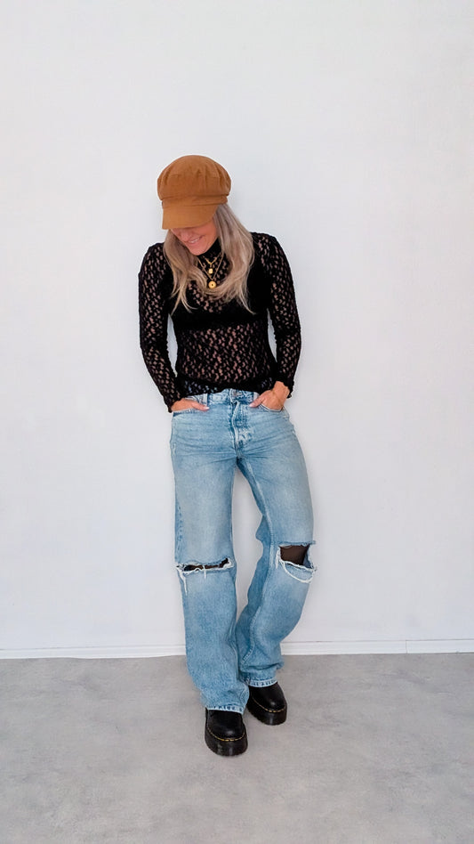 Spitzen Shirt schwarz