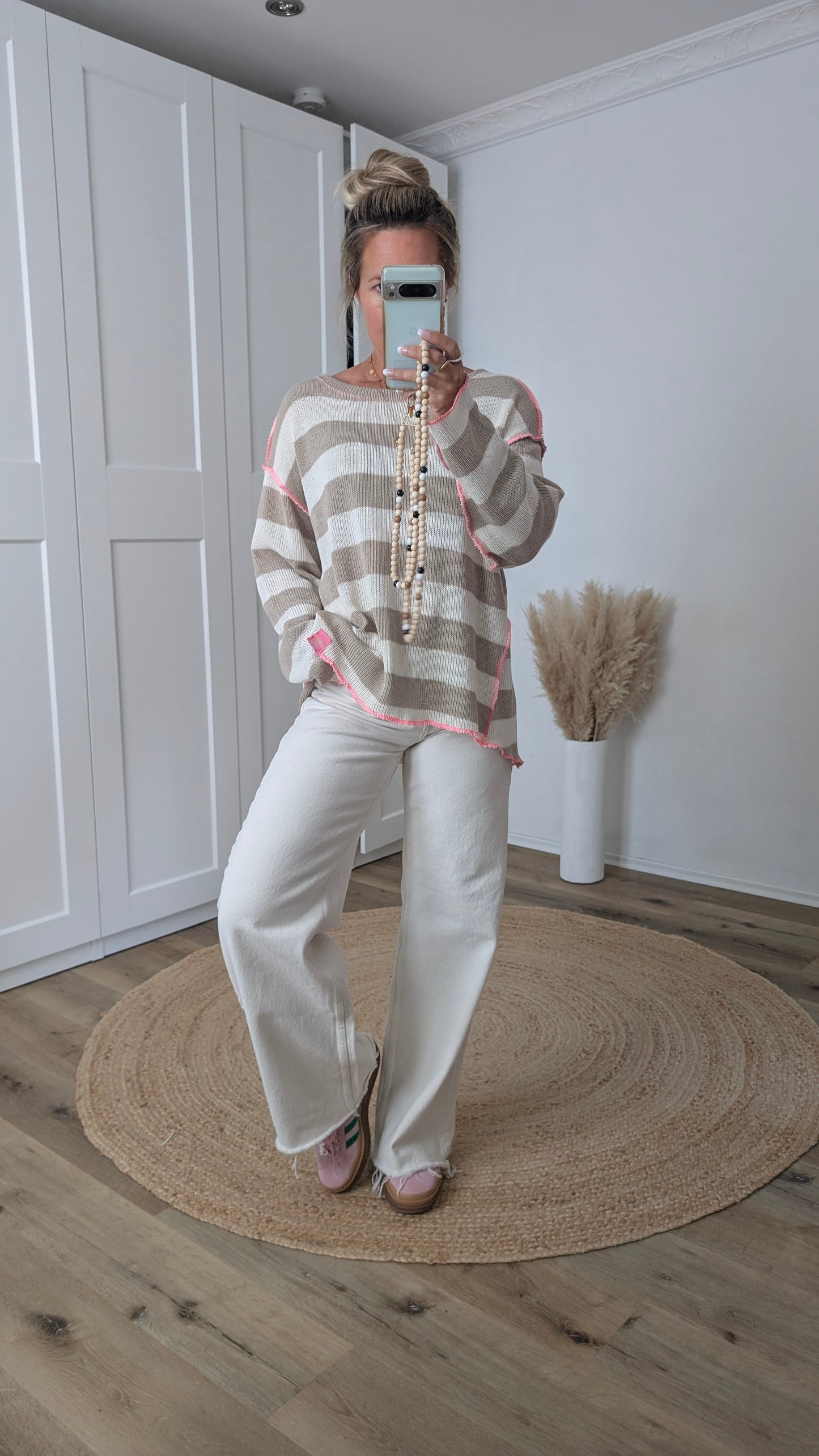 Pullover beige gestreift