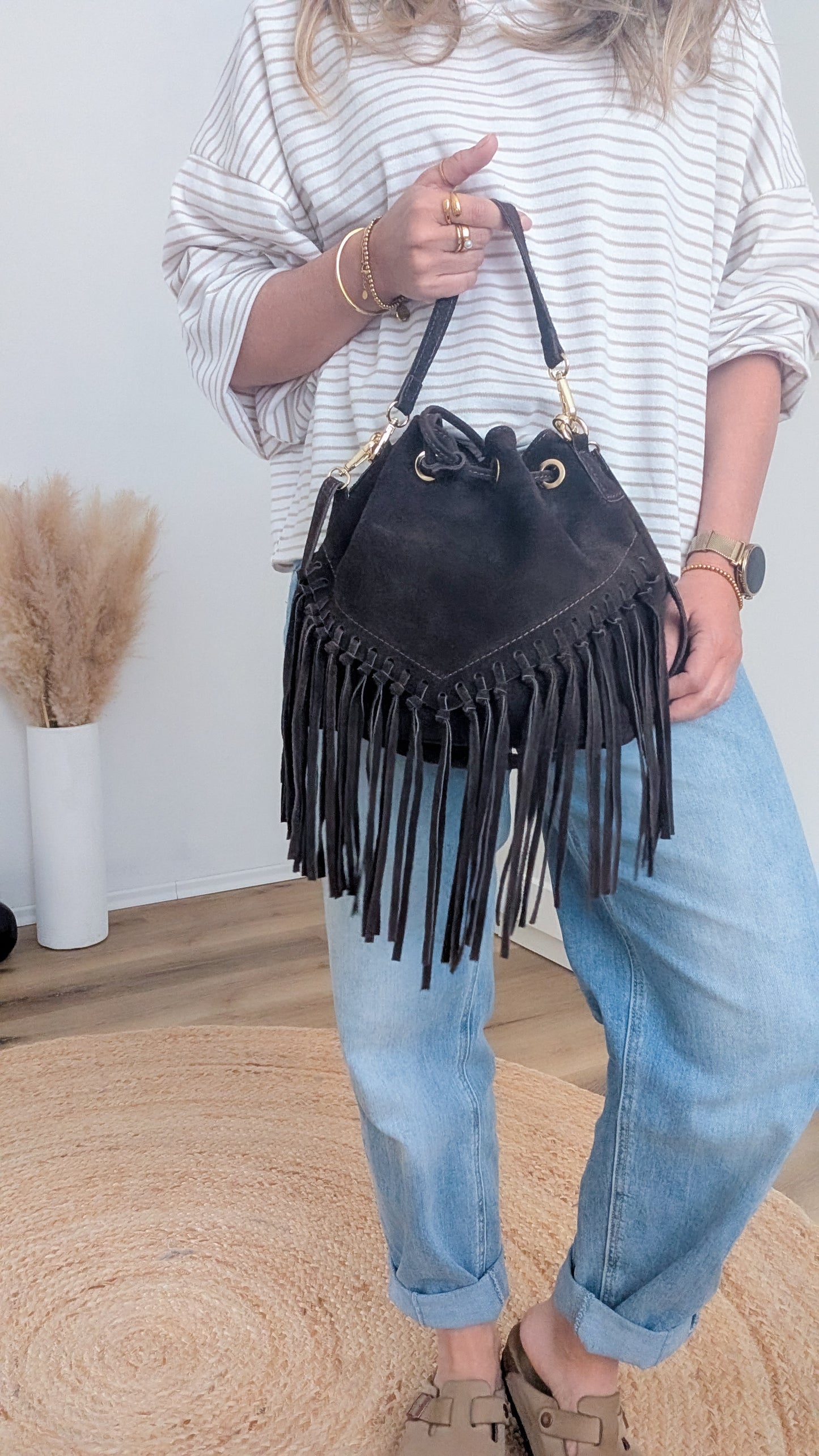 Italienische Wildleder Fransen Tasche