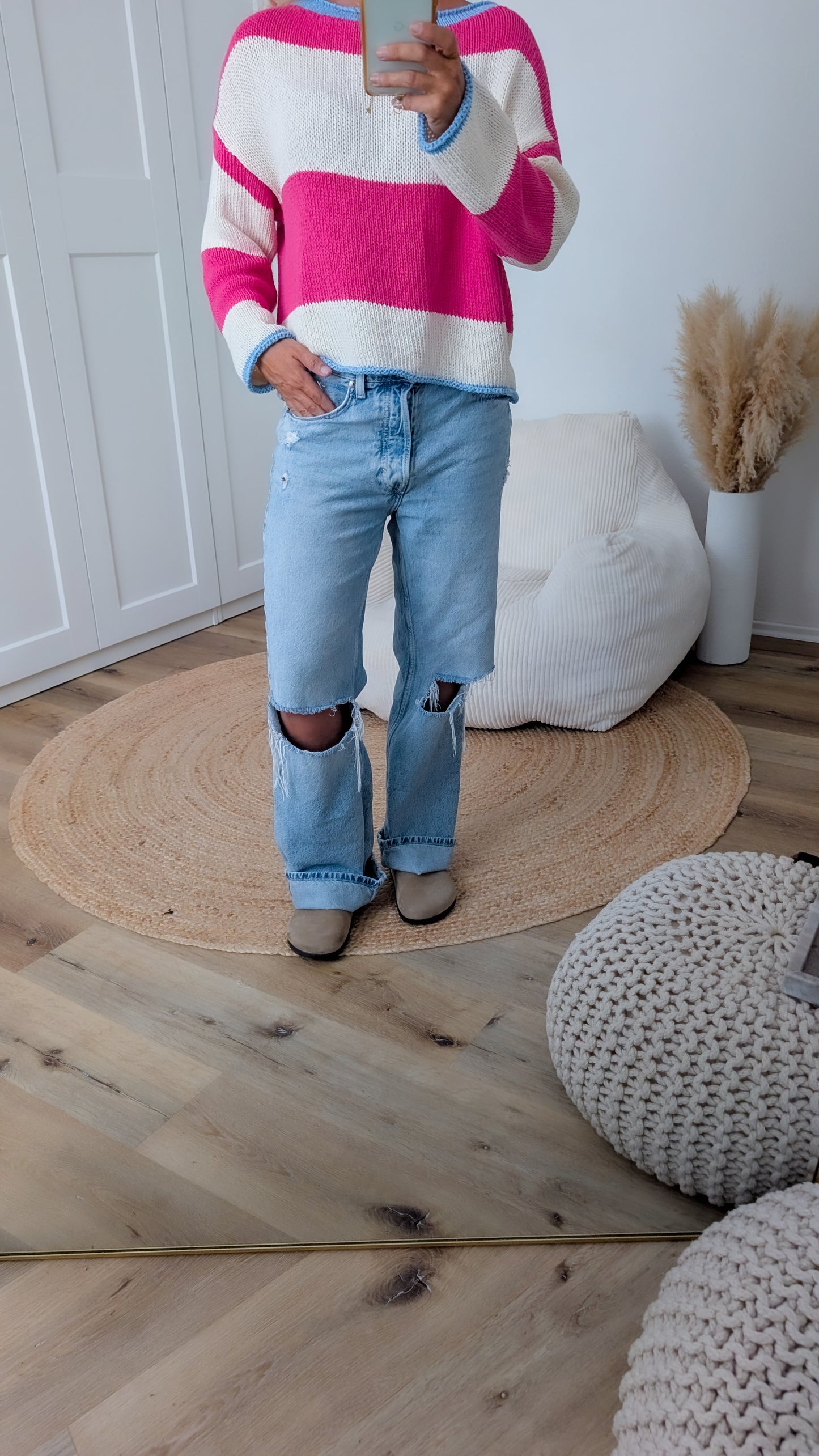 Pullover pink gestreift