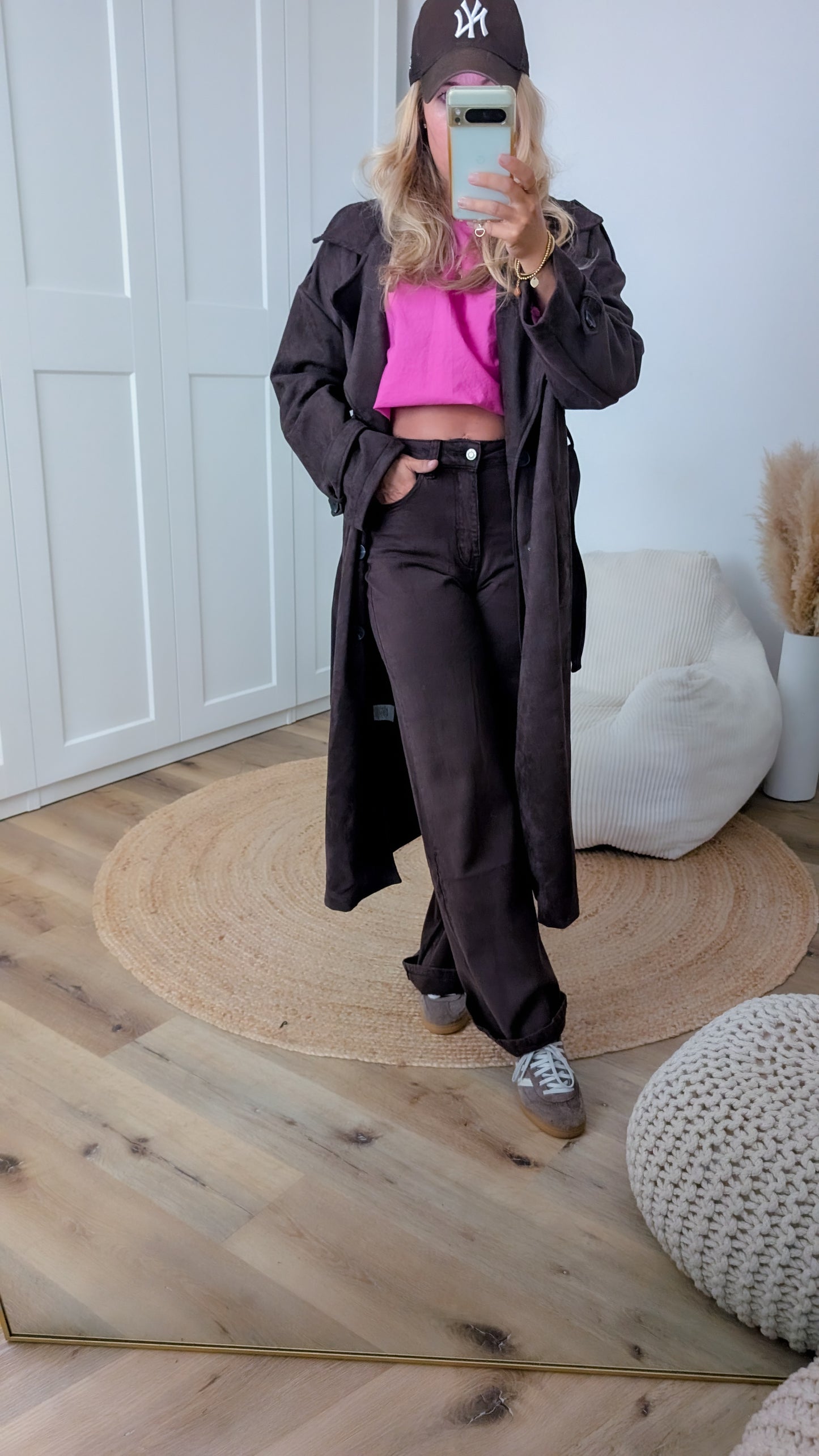 pinke Langarm Bluse