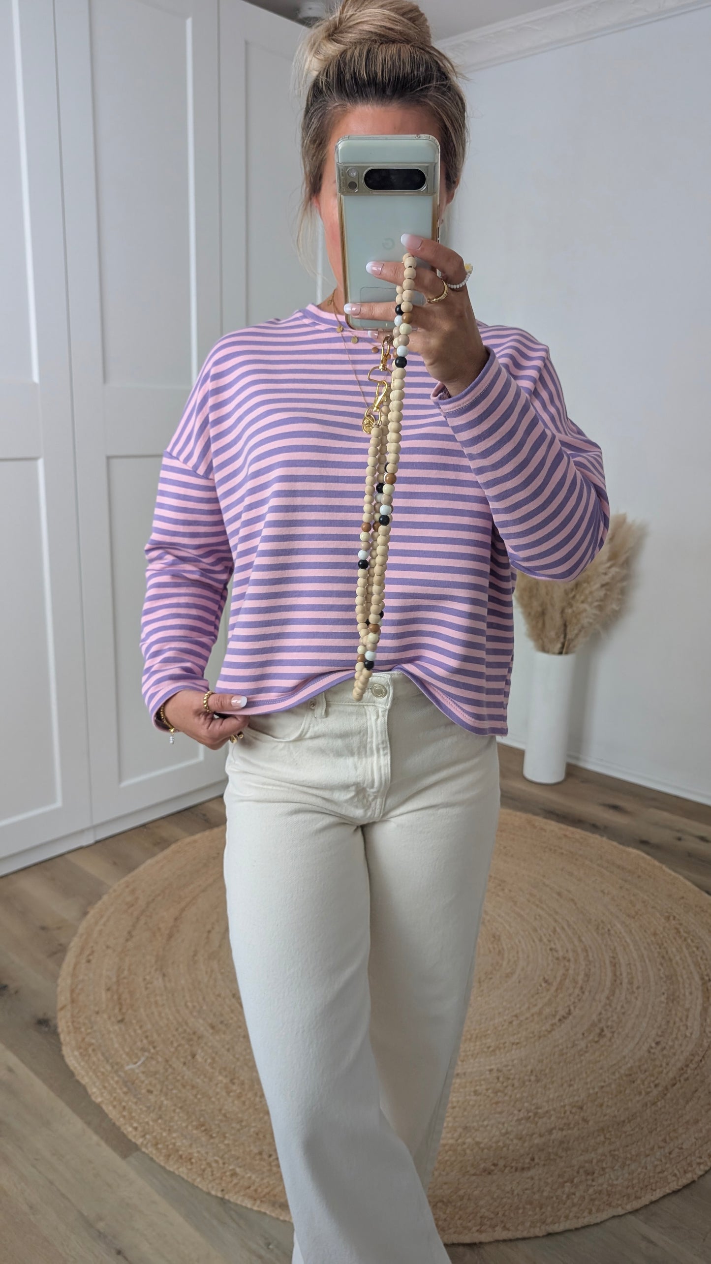 Pullover lila rosa gestreift