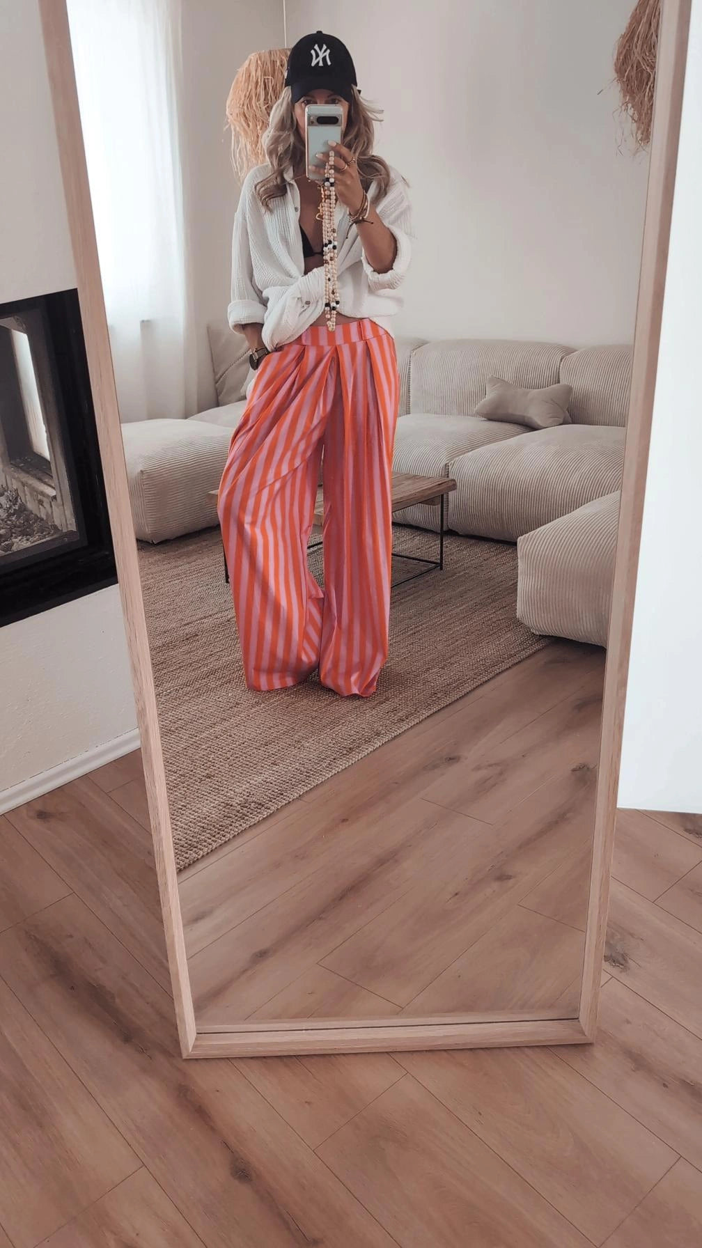 Hose rosa orange gestreift