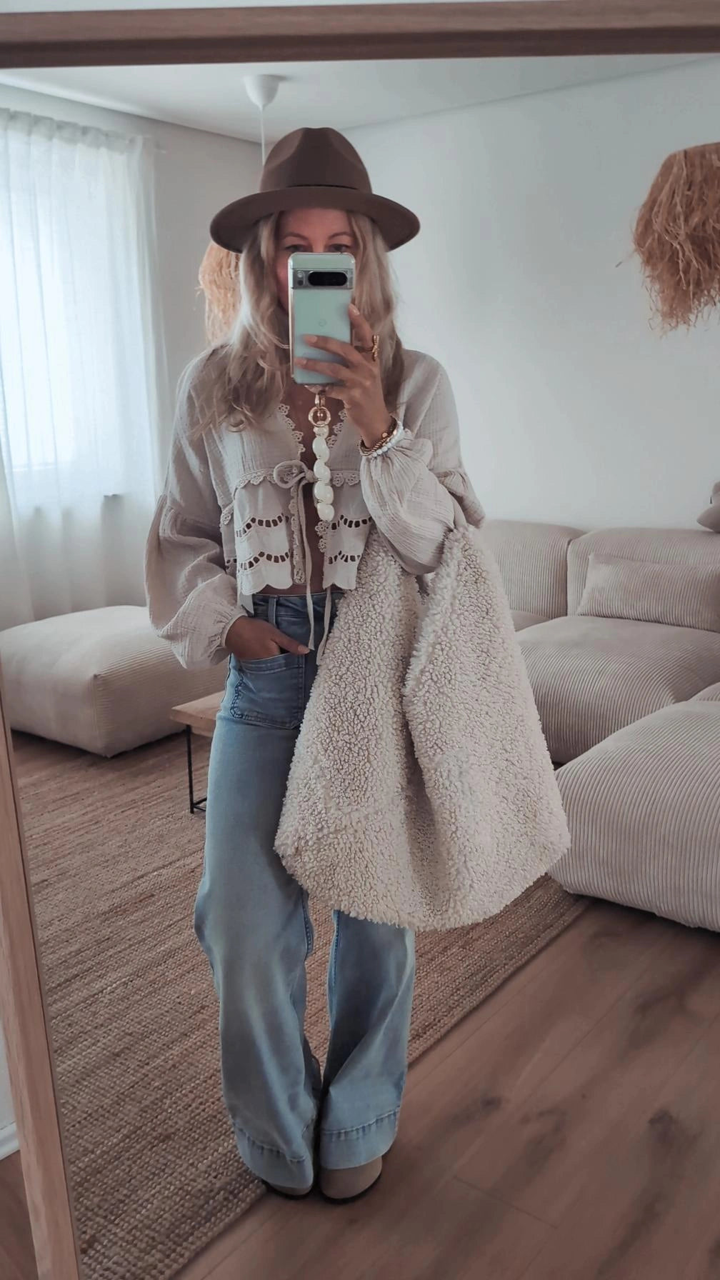 Musselin Bluse beige