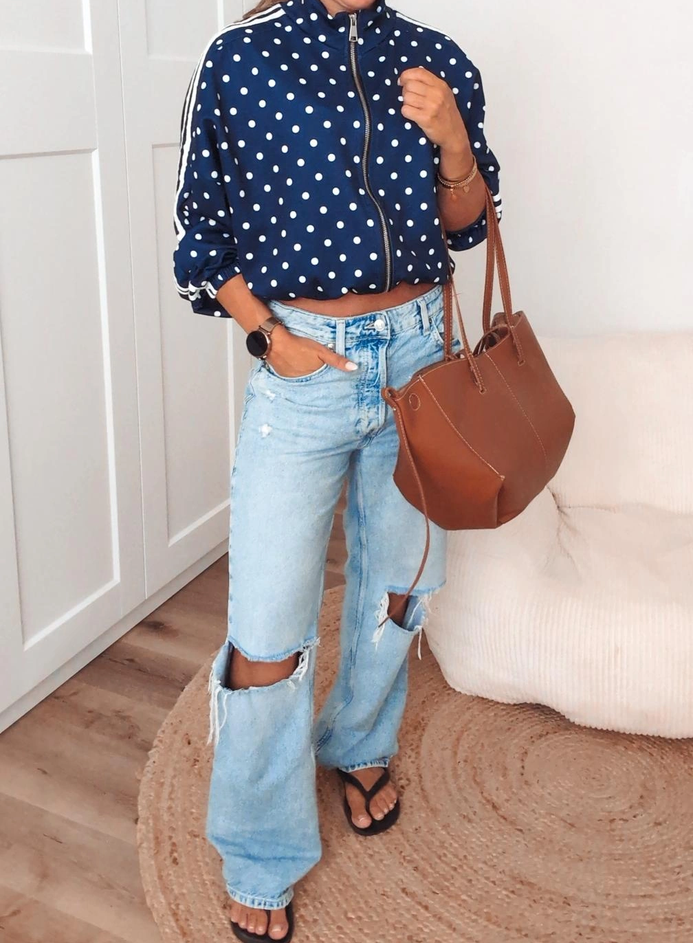 Jacke blau mit Punkten