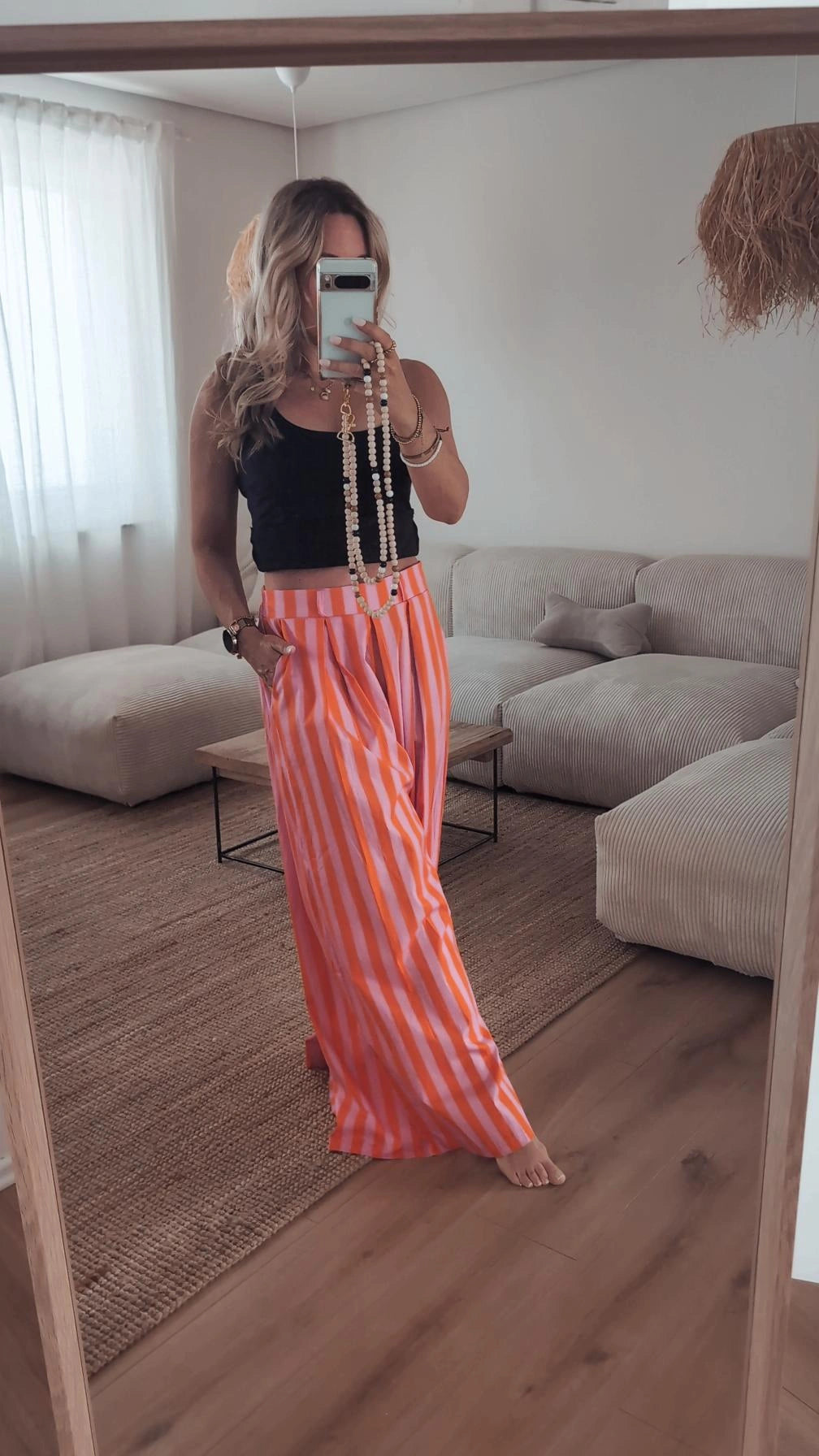 Hose rosa orange gestreift