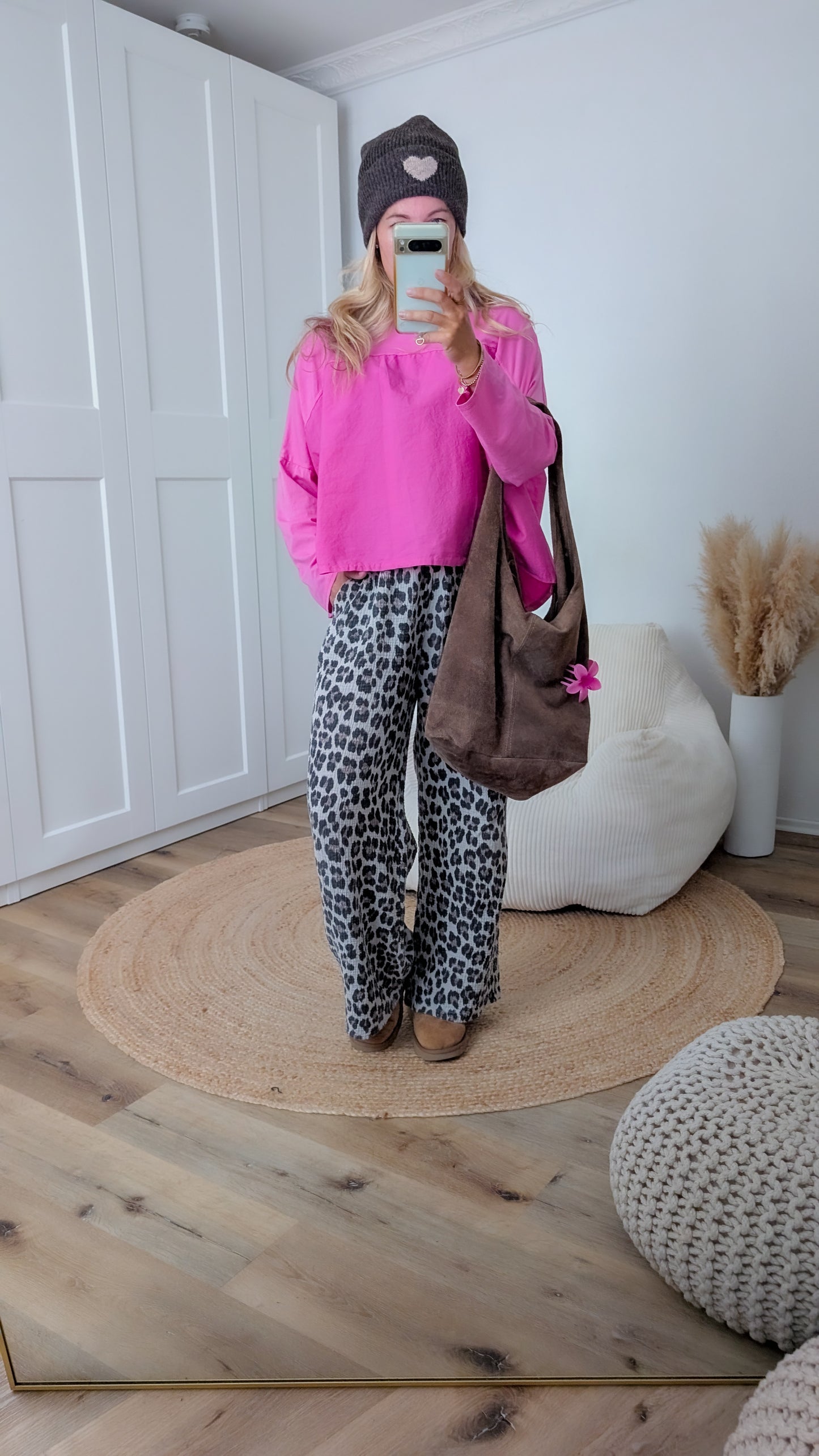 pinke Langarm Bluse