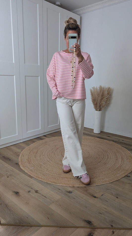 Pulli rosa creme gestreift