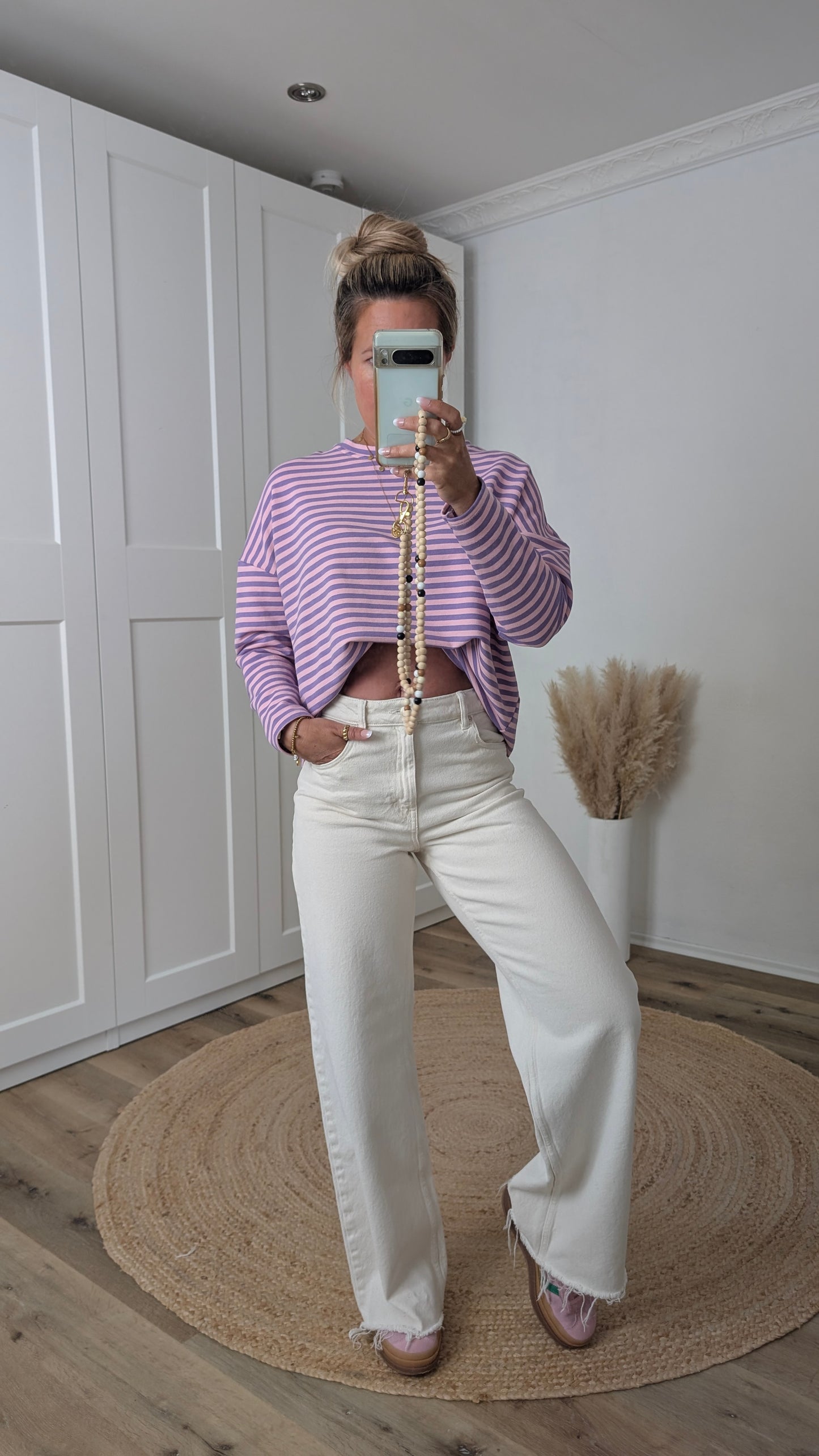 Pullover lila rosa gestreift