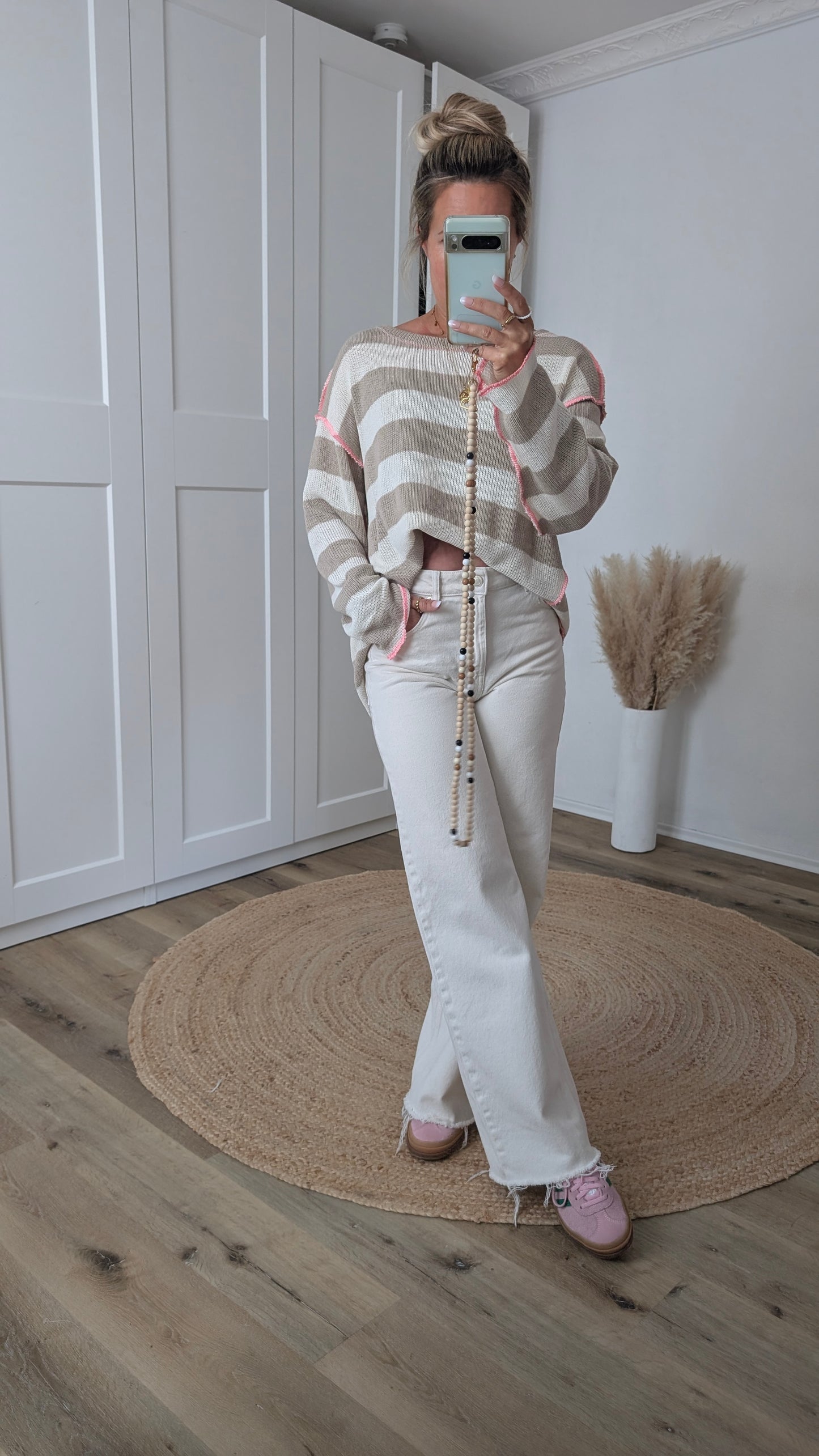 Pullover beige gestreift