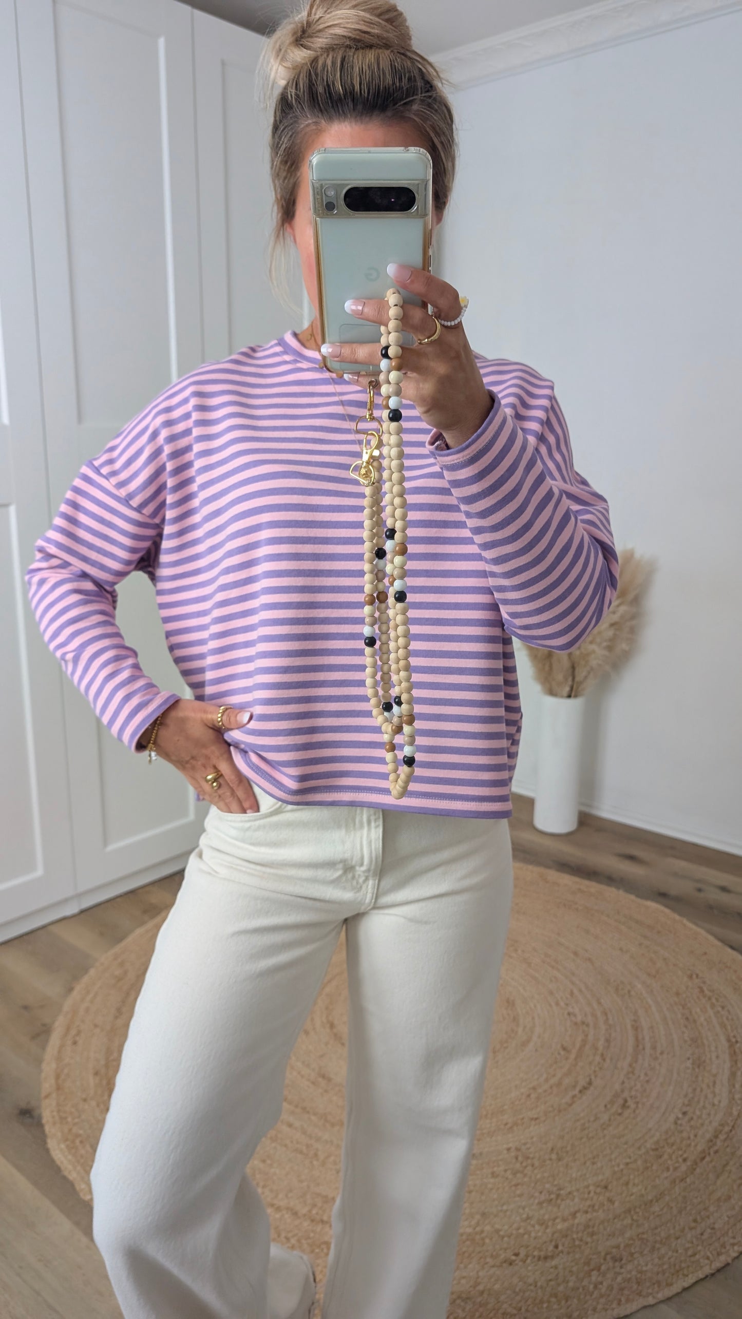 Pullover lila rosa gestreift