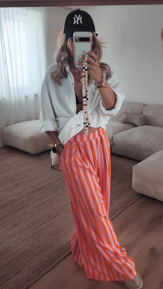 Hose rosa orange gestreift