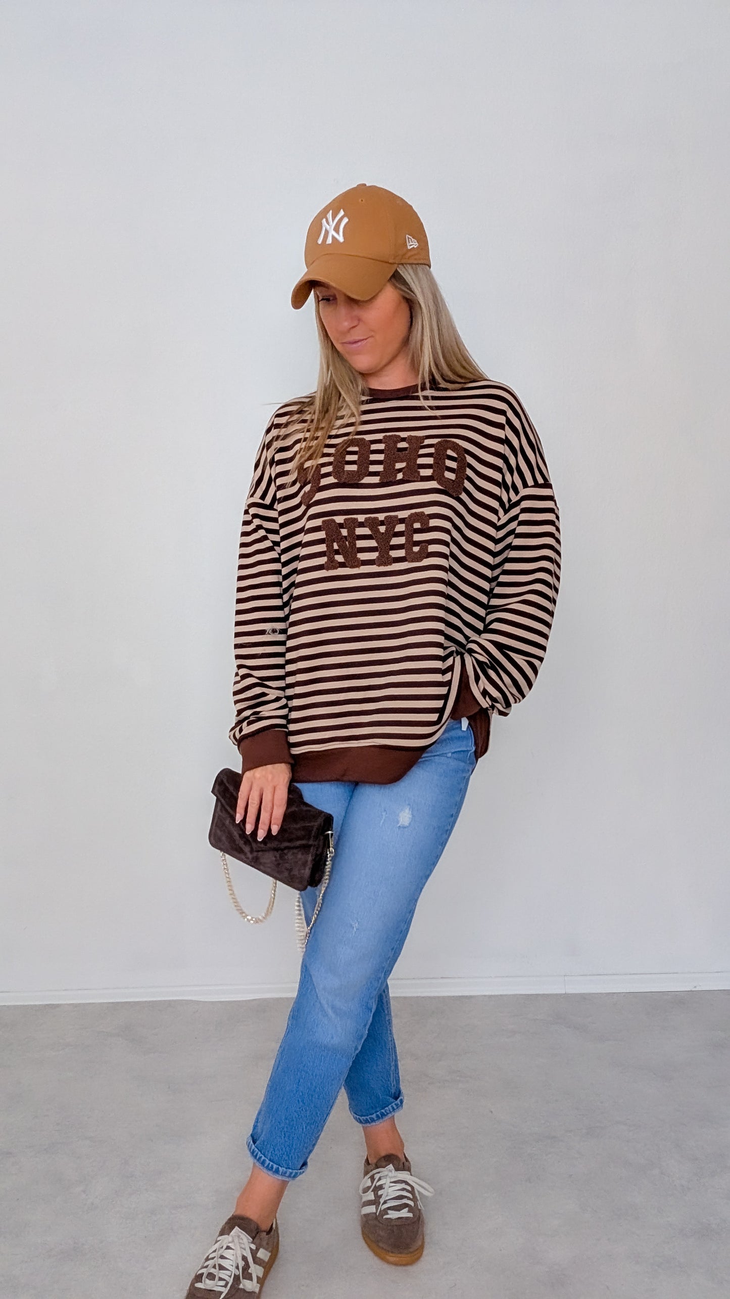 Pullover braun beige gestreift