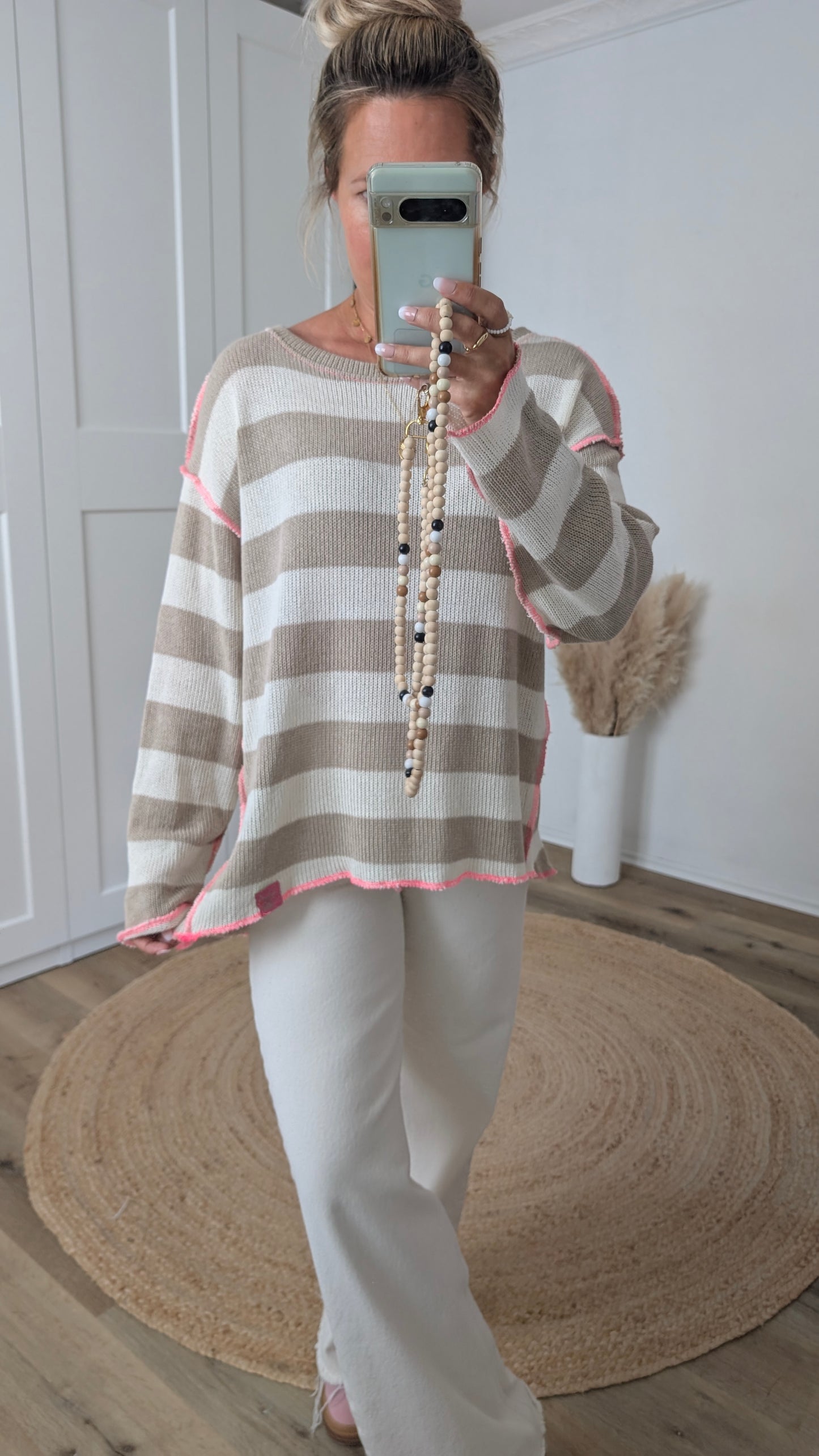 Pullover beige gestreift