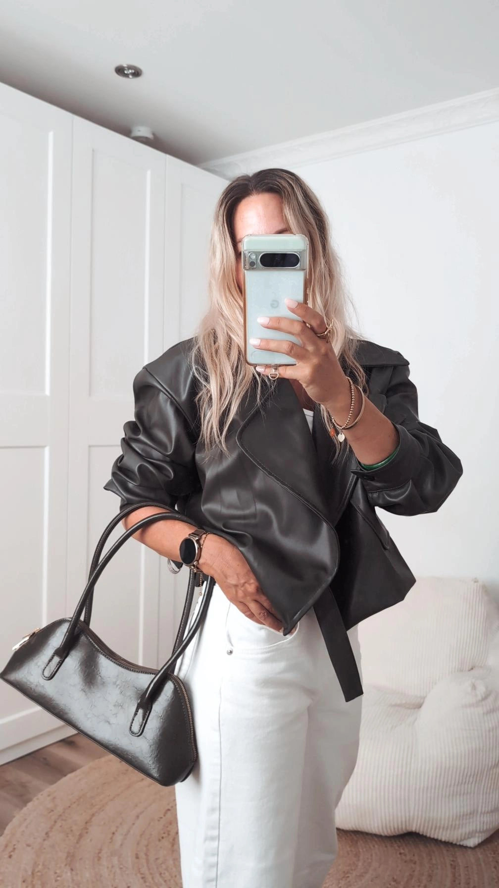 Kunstlederjacke khaki