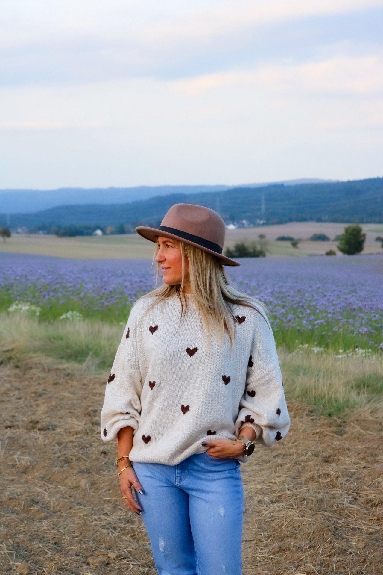 Pullover braune Herzen