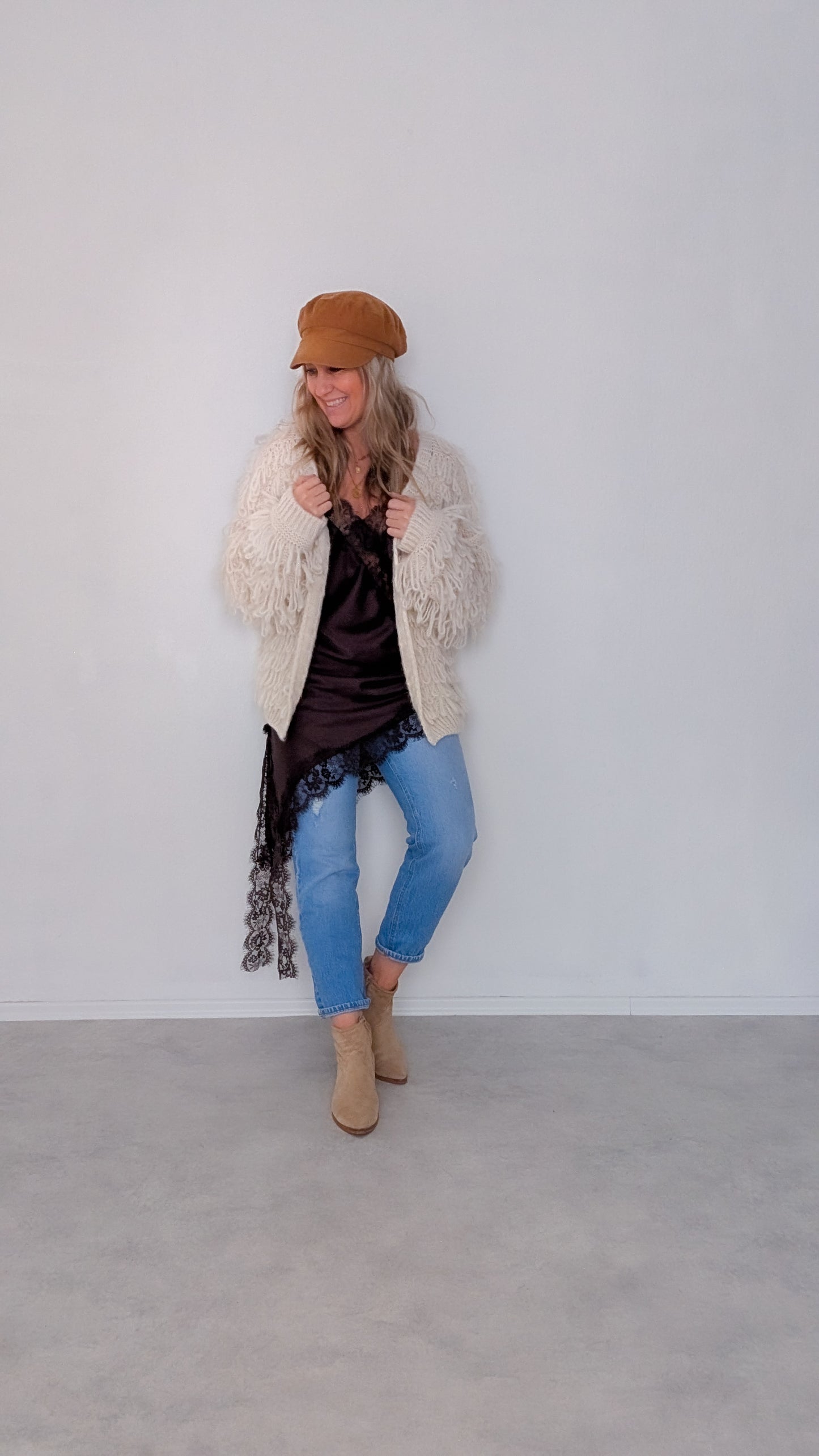 Satin Top schwarz & braun