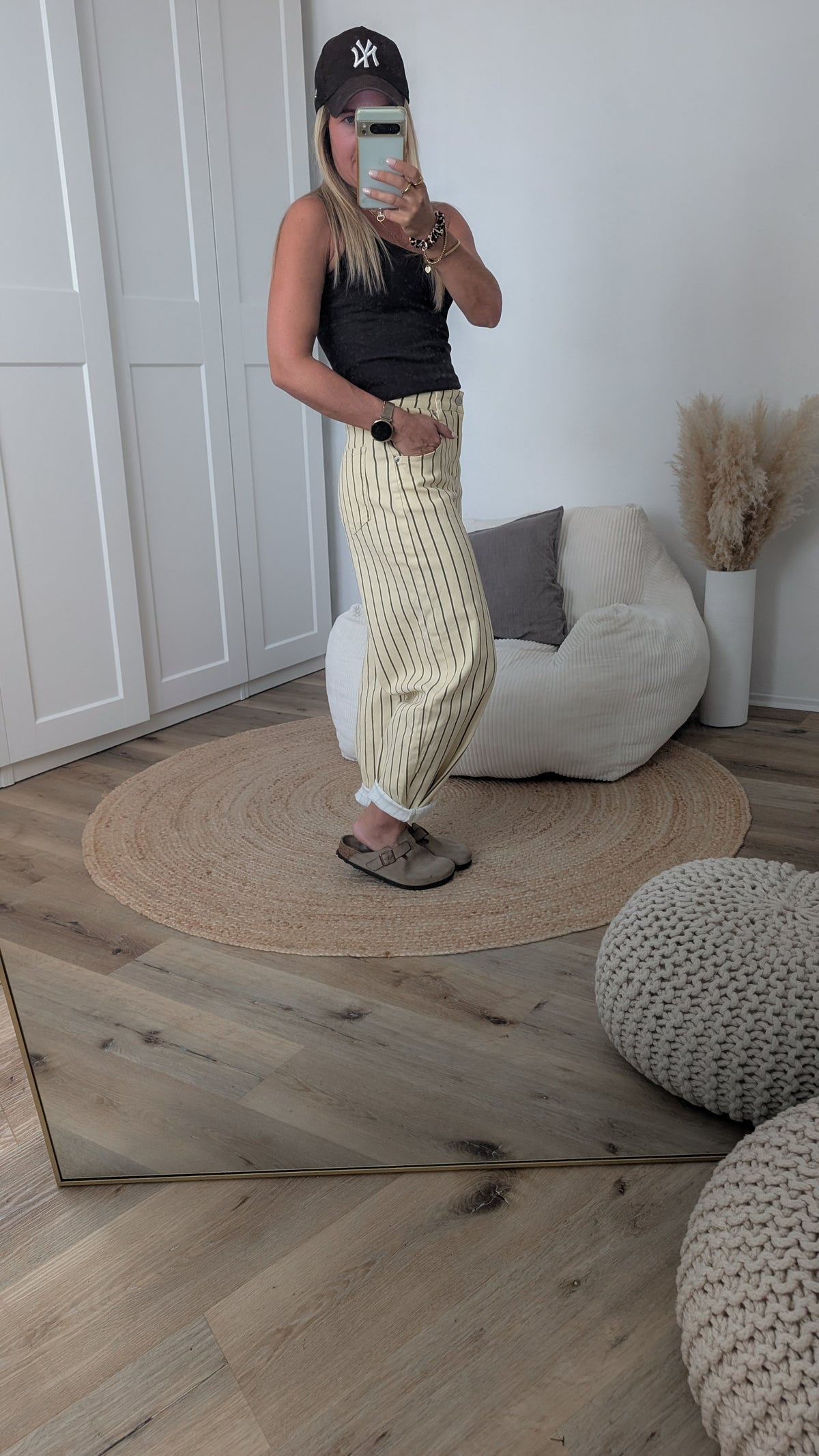 Hose gelb braun gestreift