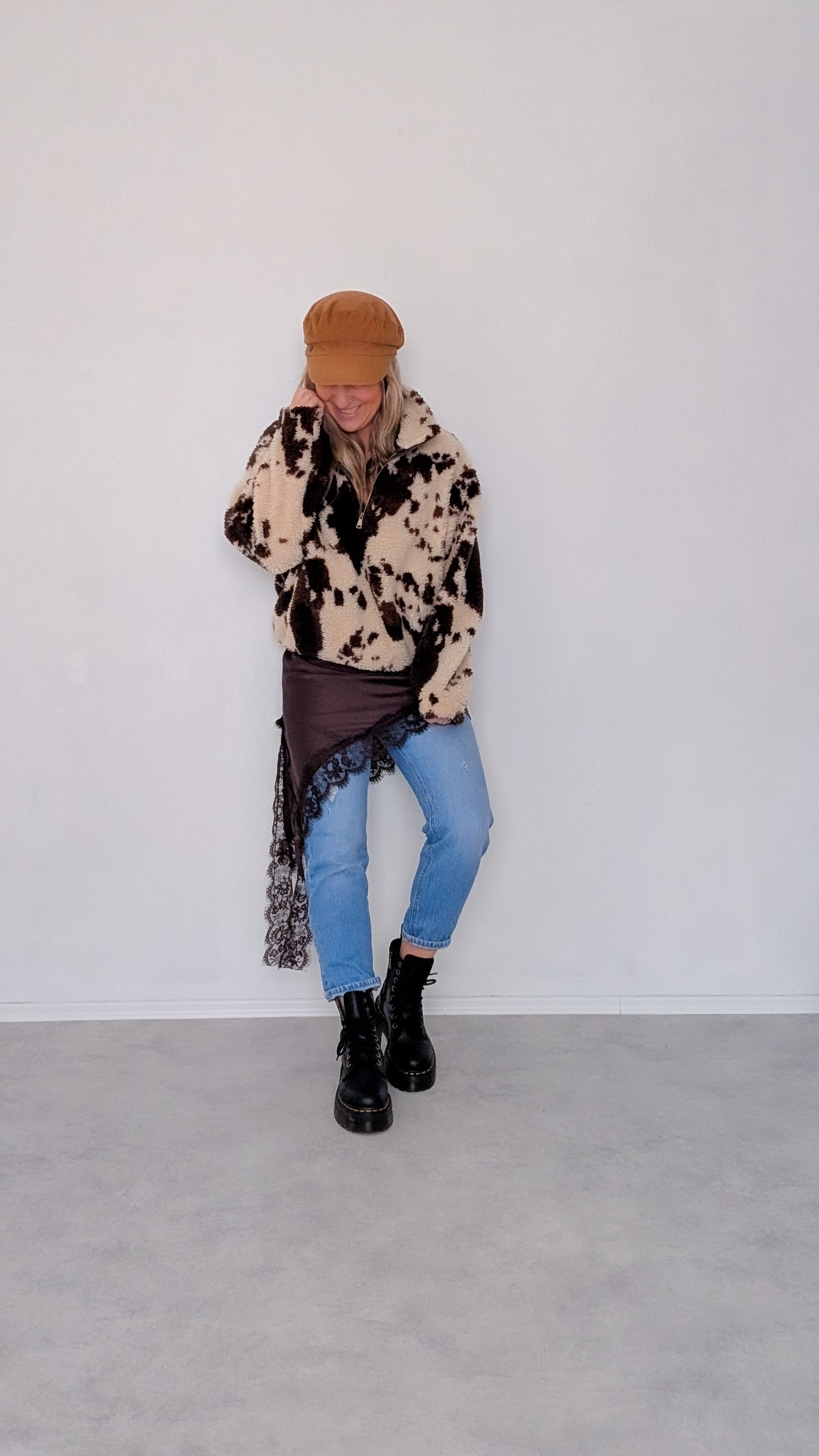 Satin Top schwarz & braun