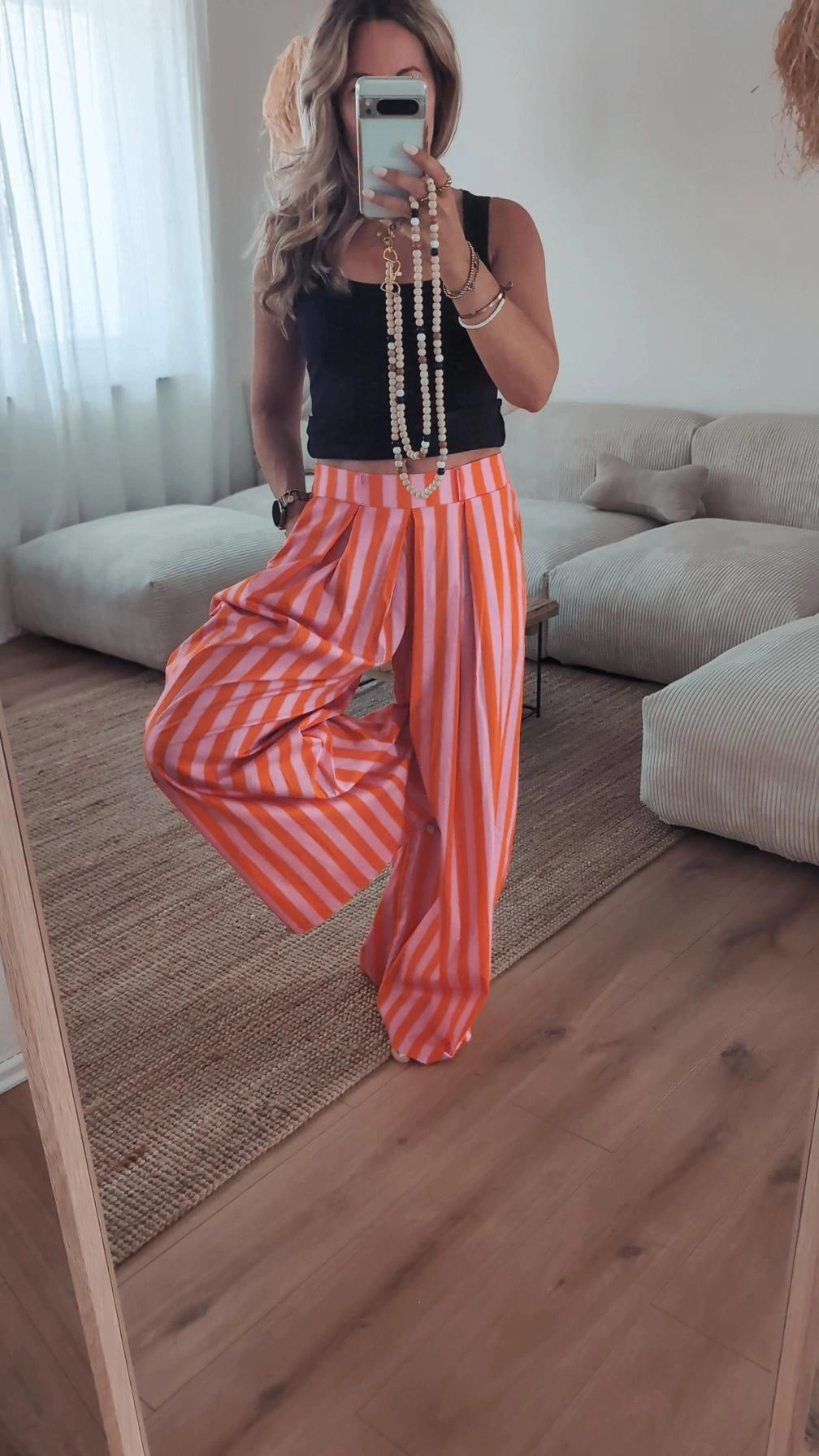 Hose rosa orange gestreift