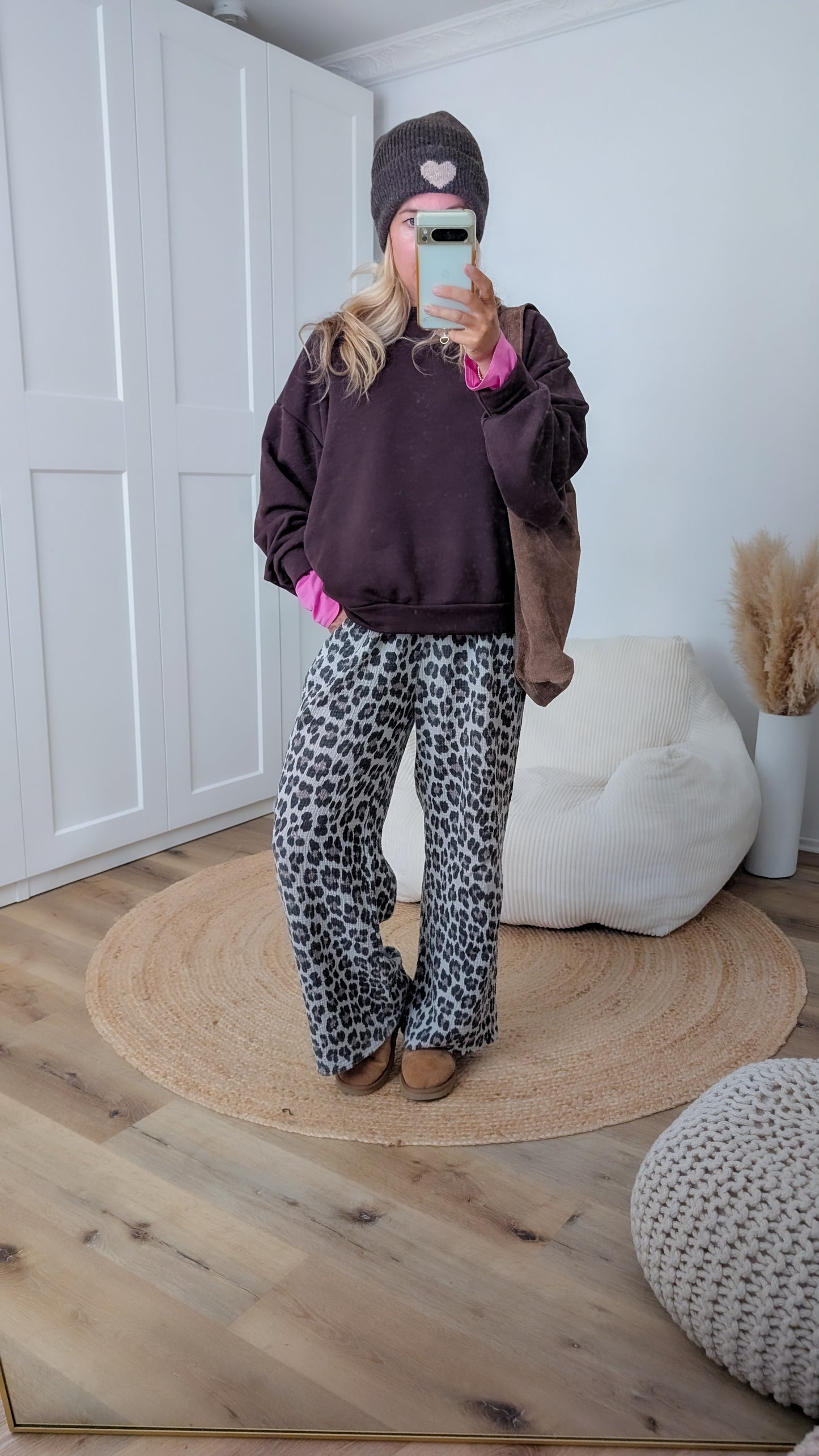 pinke Langarm Bluse