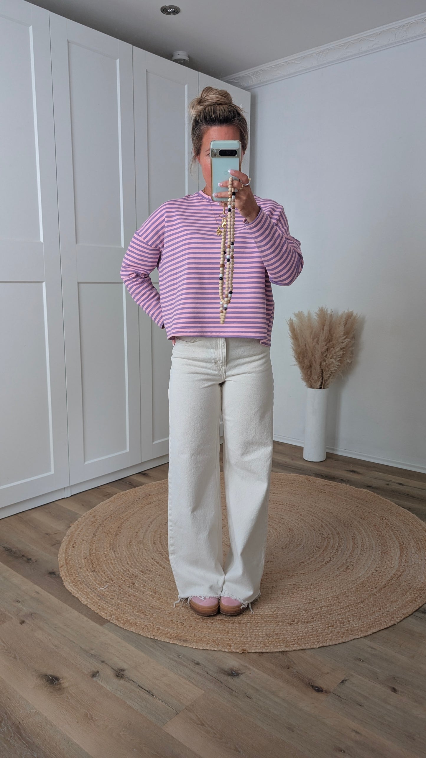 Pullover lila rosa gestreift