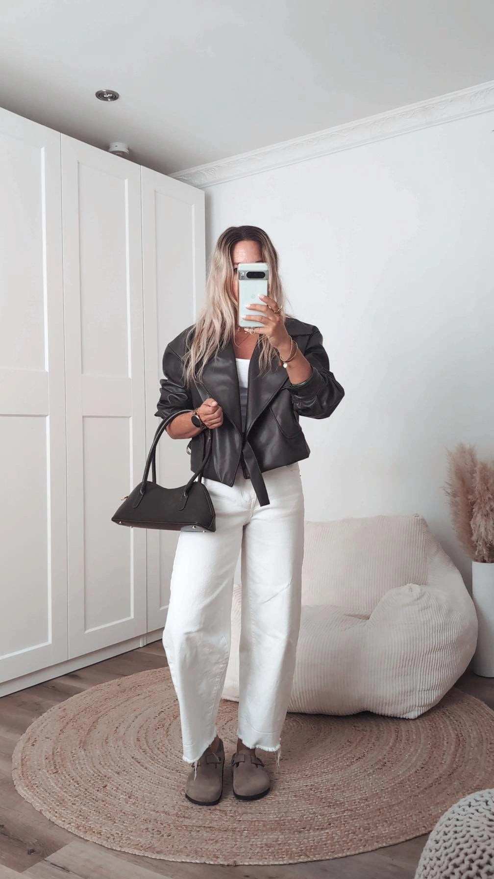 Kunstlederjacke khaki