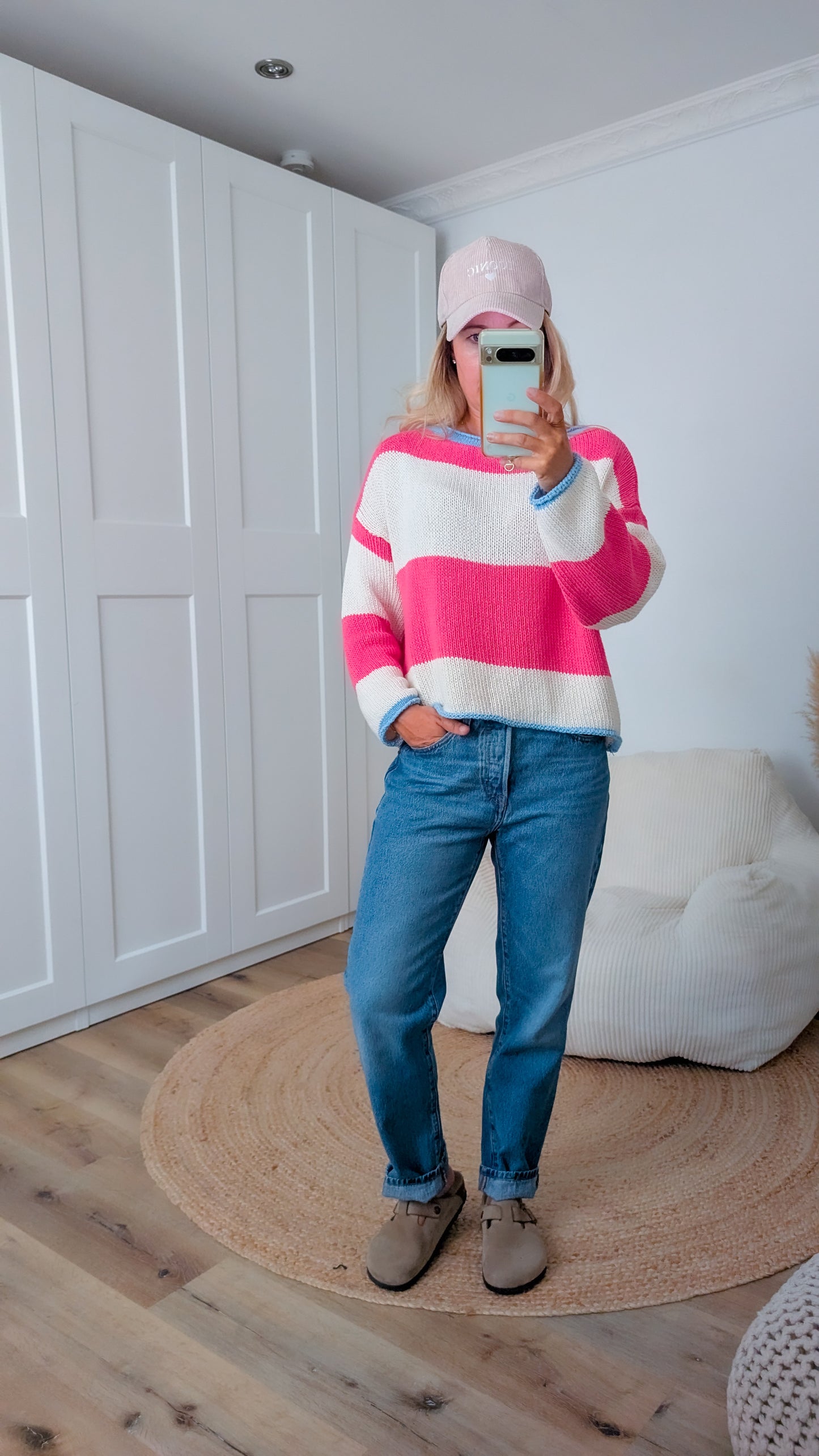 Pullover pink gestreift