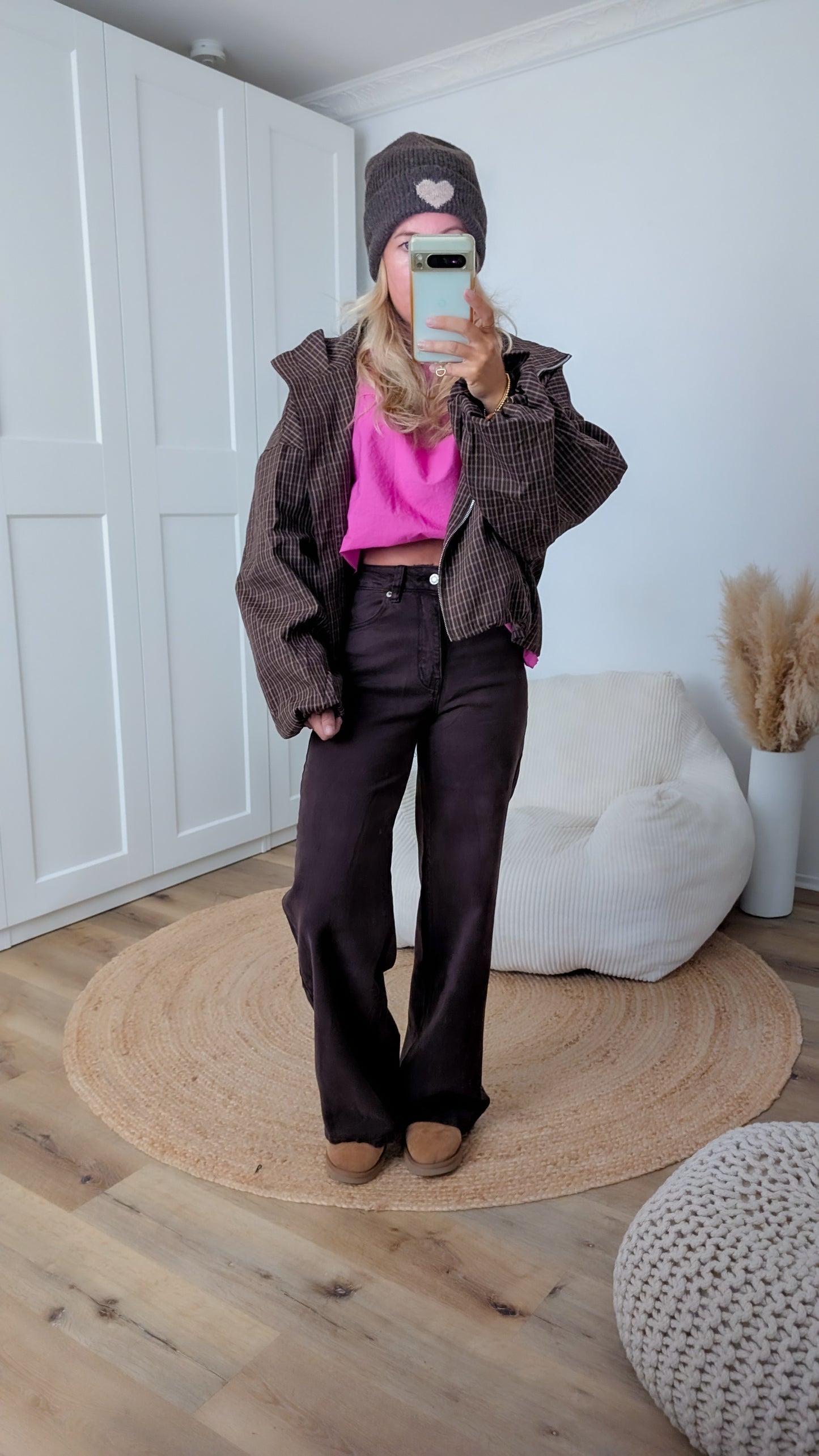 pinke Langarm Bluse