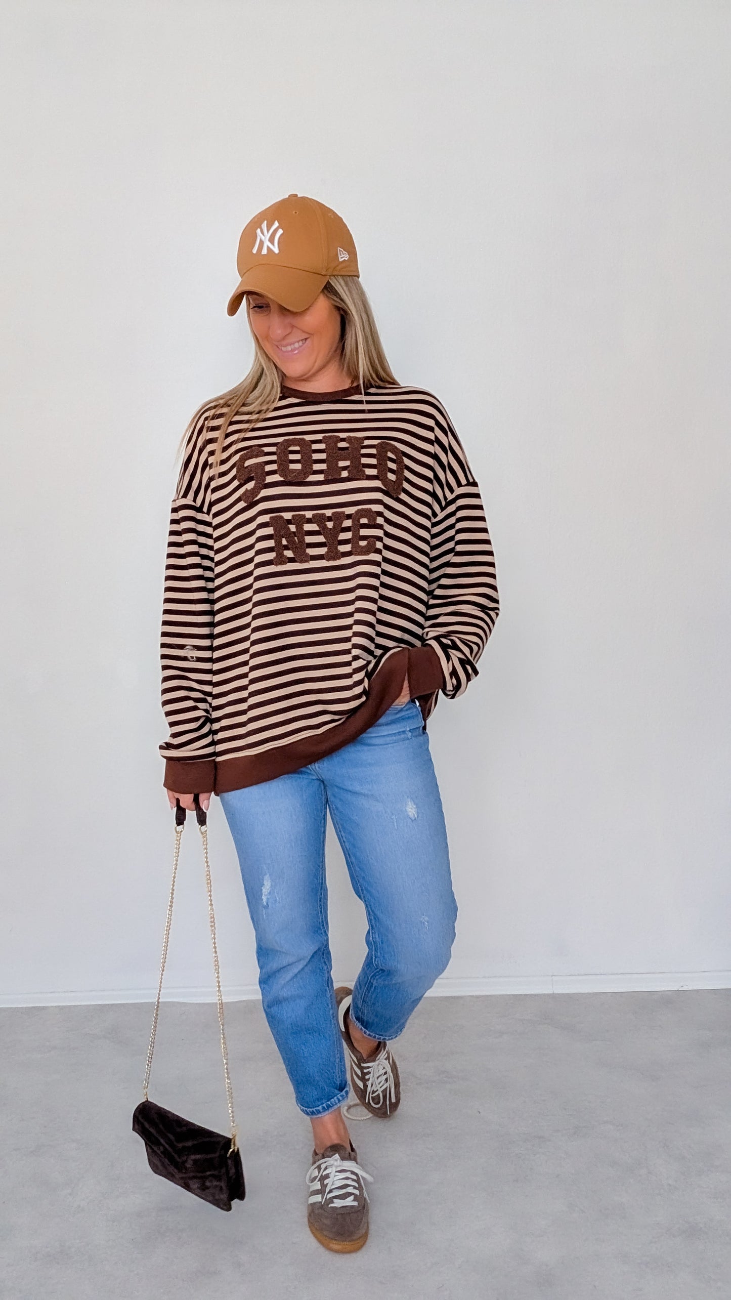 Pullover braun beige gestreift