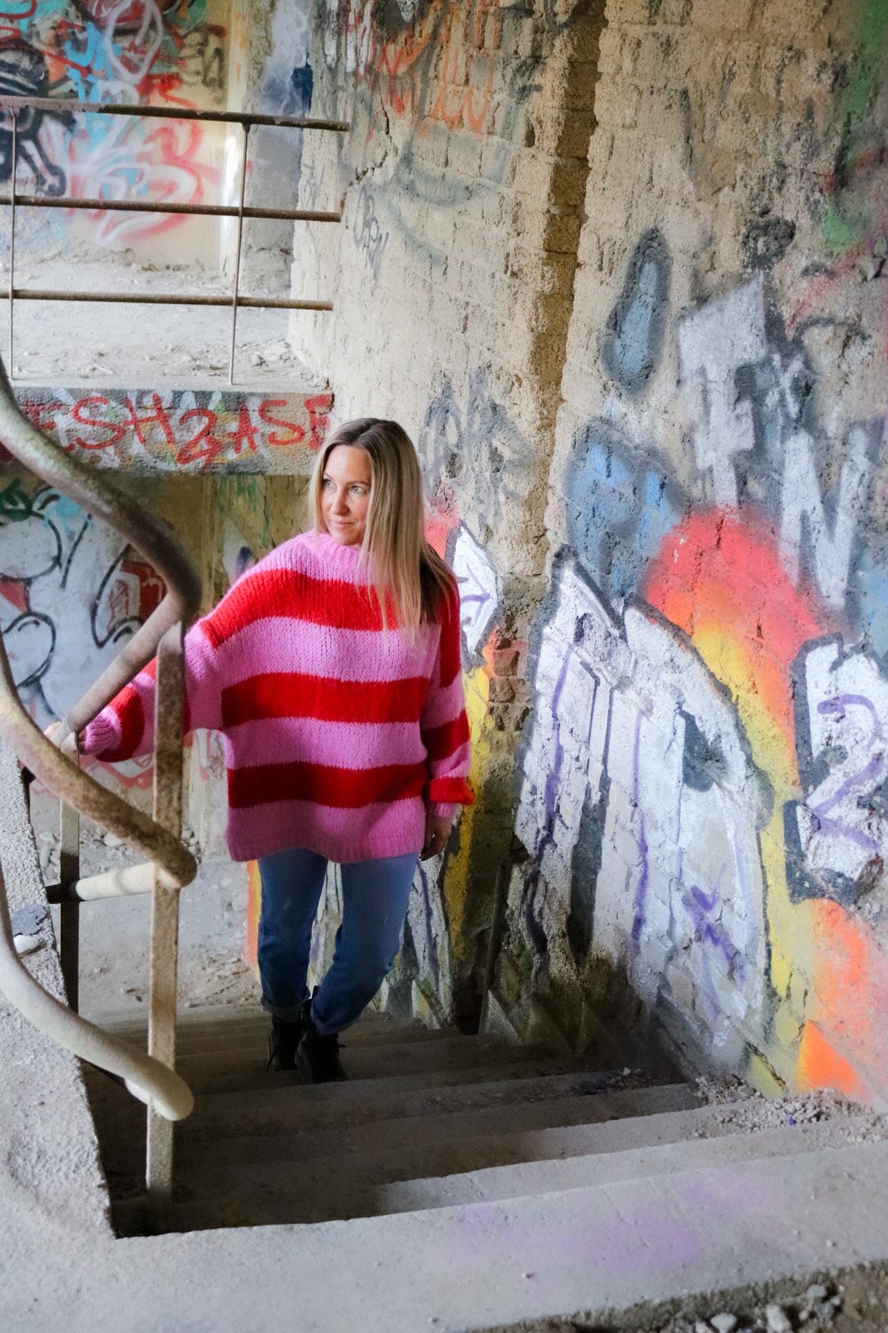 Pulli rosa rot gestreift